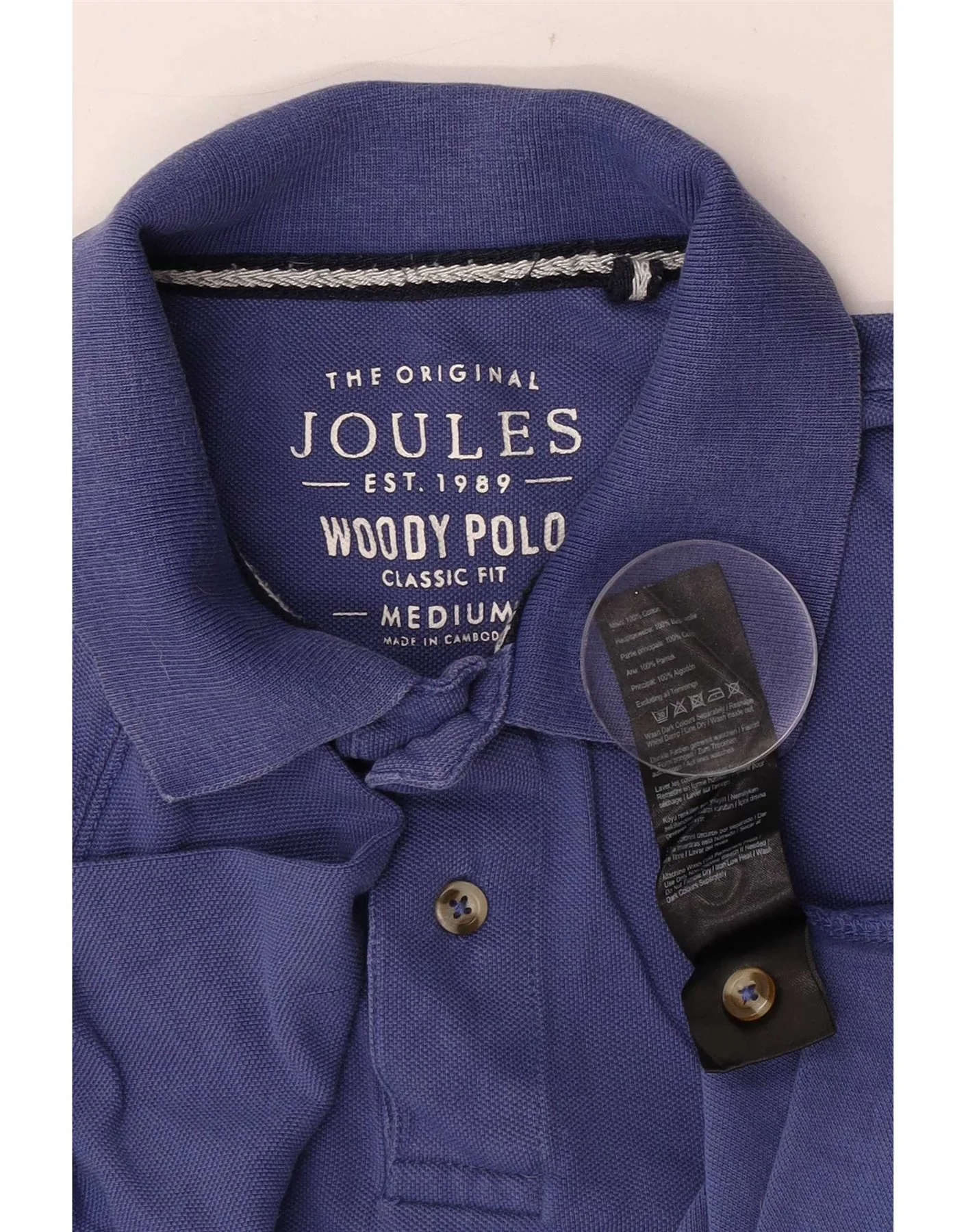 Joules Mens Polo Shirt Medium Blue Cotton - Image 3