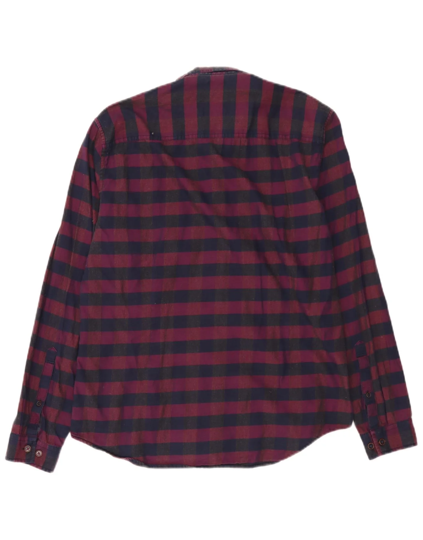 Joules Mens Slim Fit Flannel Shirt Medium Burgundy Gingham Cotton - Image 2
