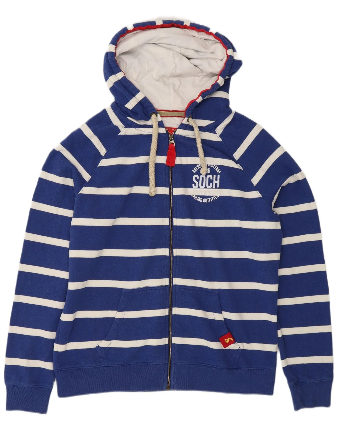 Joules Womens Graphic Regular Fit Hoodie Jumper UK 16 Large Blue Striped