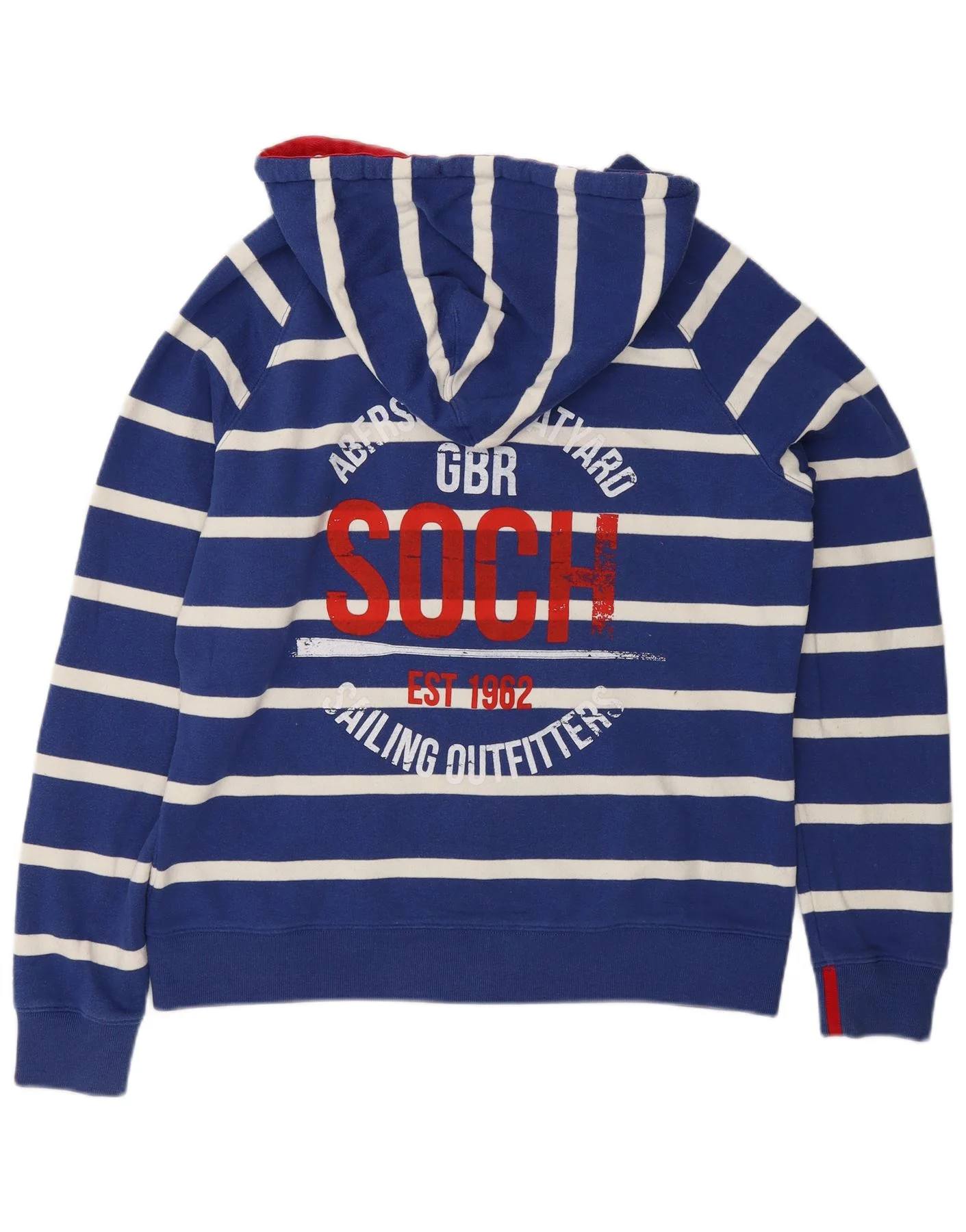 Joules Womens Graphic Regular Fit Hoodie Jumper UK 16 Large Blue Striped - Image 2
