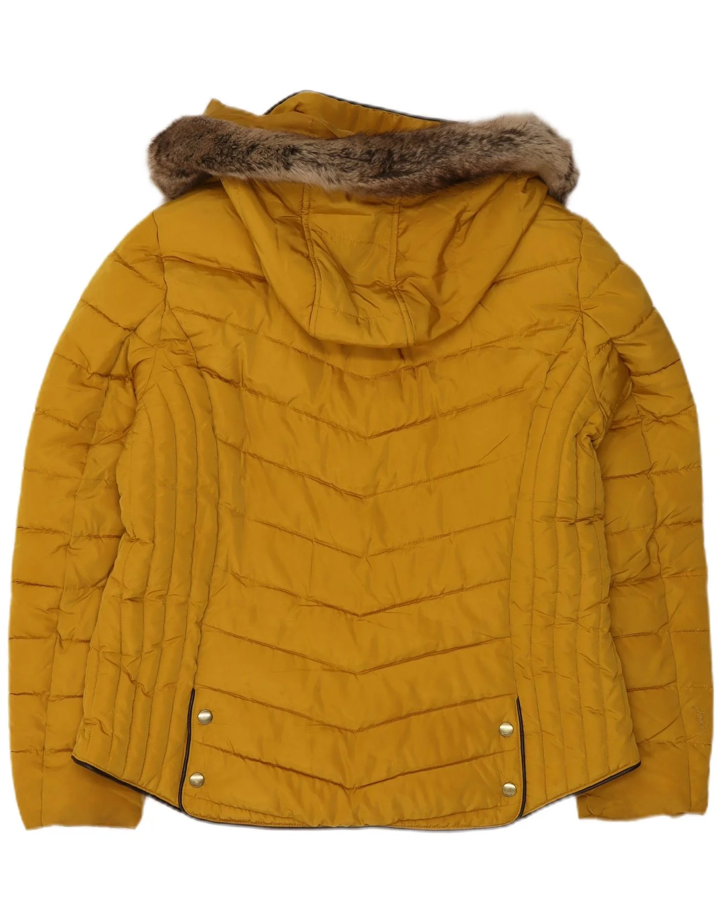 Joules Womens Hooded Padded Jacket UK 18 XL Yellow Polyester - Image 2