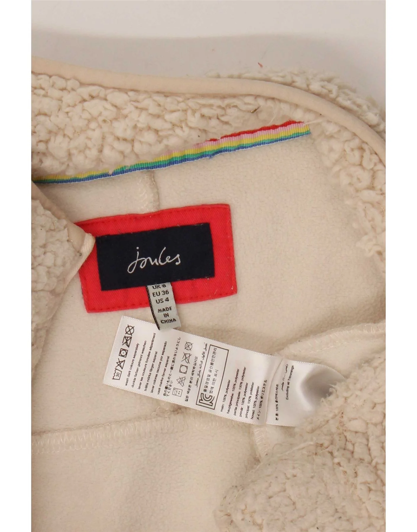 Joules Womens Oversized Zip Neck Fleece Jumper UK 8 Small Beige Polyester - Image 3