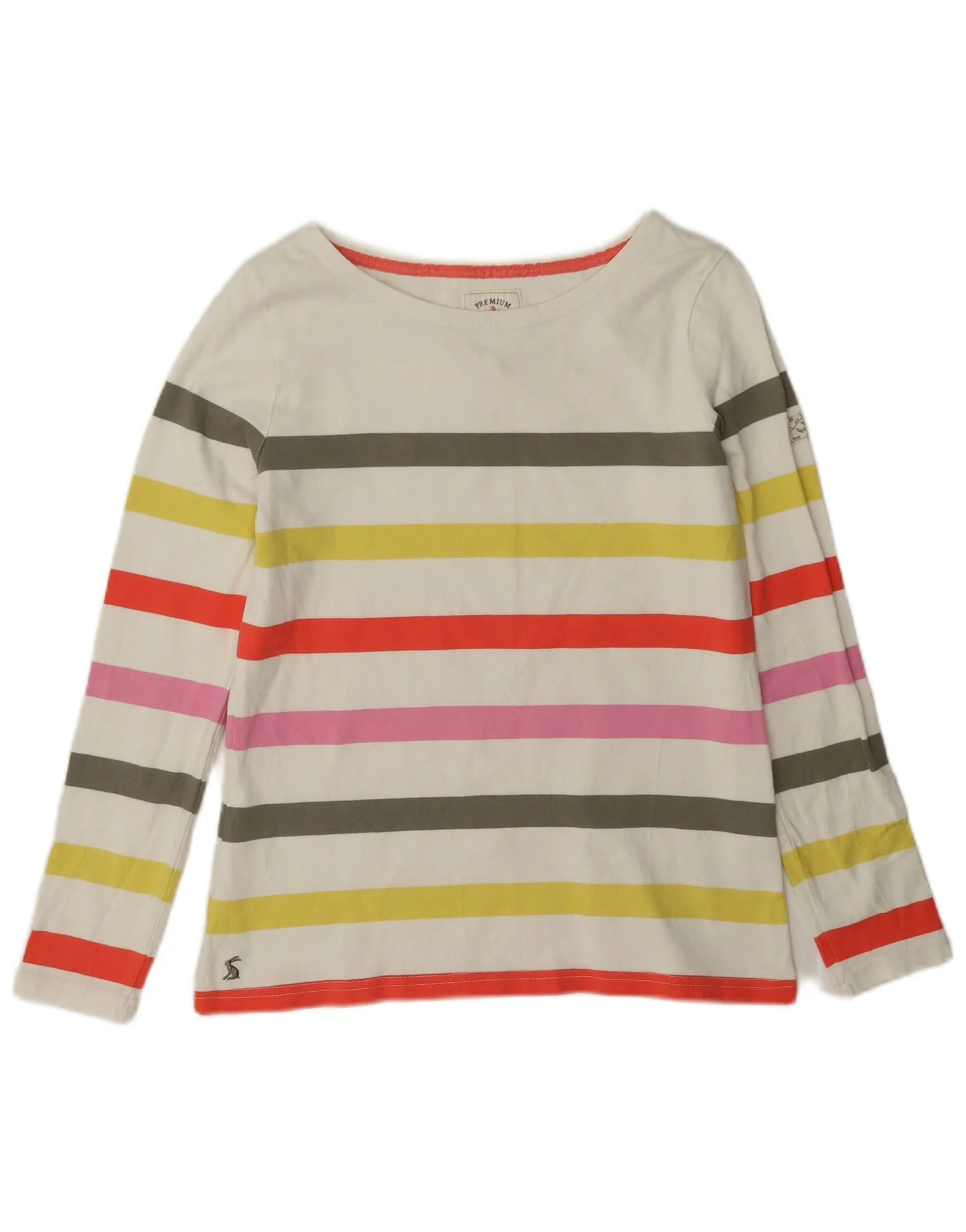 Joules Womens Top Long Sleeve UK 10 Small Multicoloured Striped Cotton