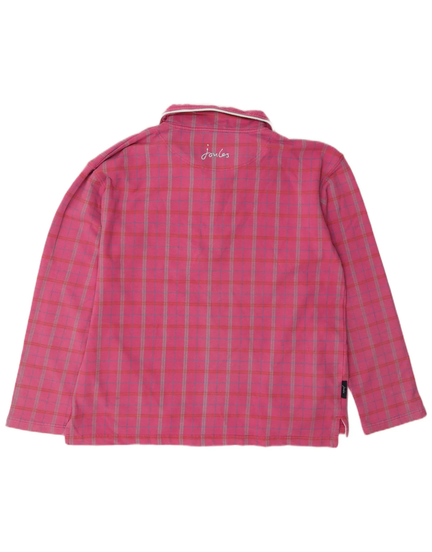 Joules Womens Zip Neck Sweatshirt Jumper UK 16 Large Pink Check Cotton - Image 2