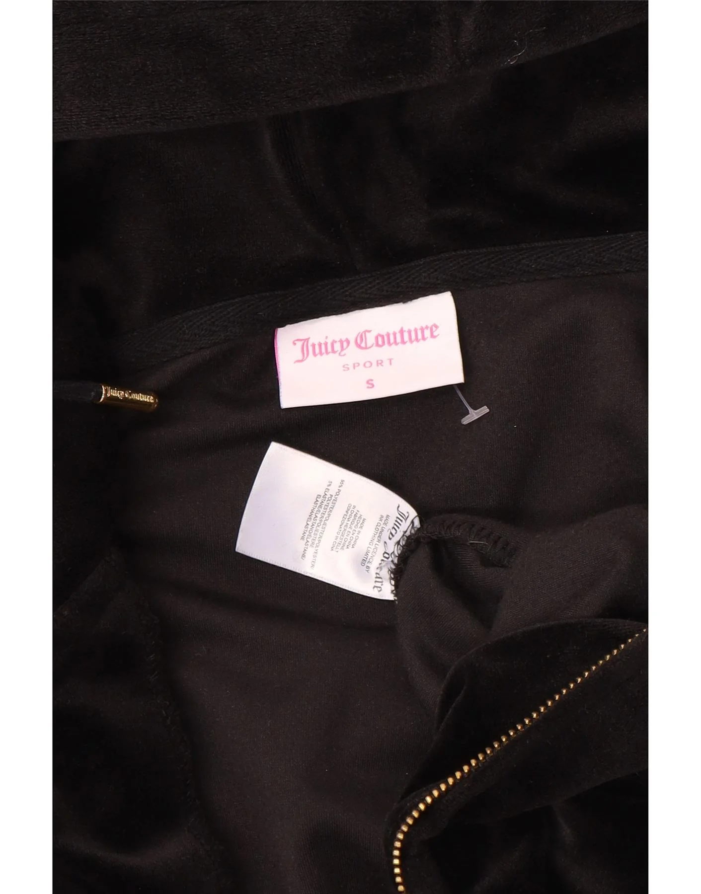 Juicy Couture Womens Crop Zip Hoodie Sweater UK 10 Small Black Polyester - Image 3