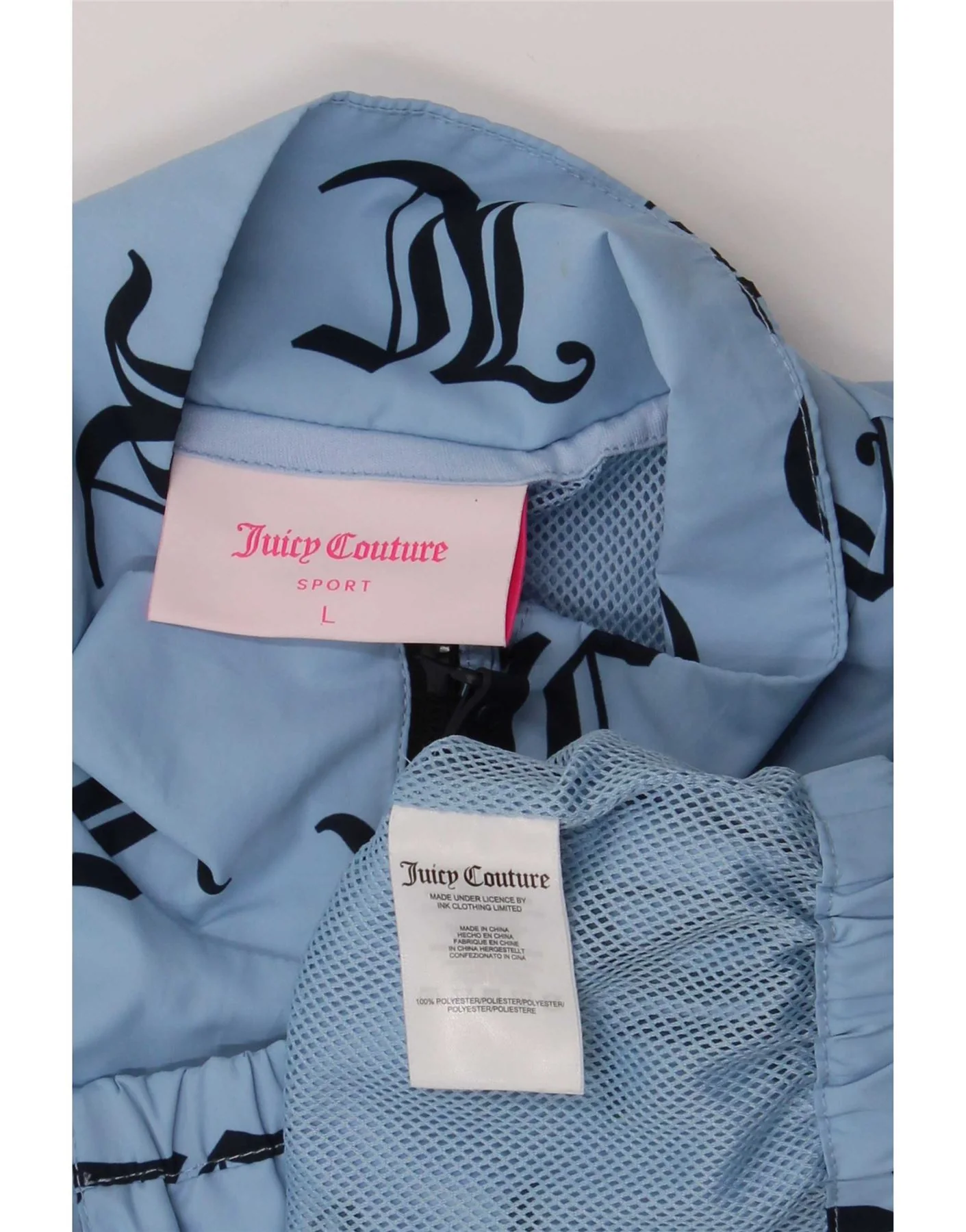 Juicy Couture Womens Graphic Crop Tracksuit Top Jacket UK 14 Large Blue - Image 3