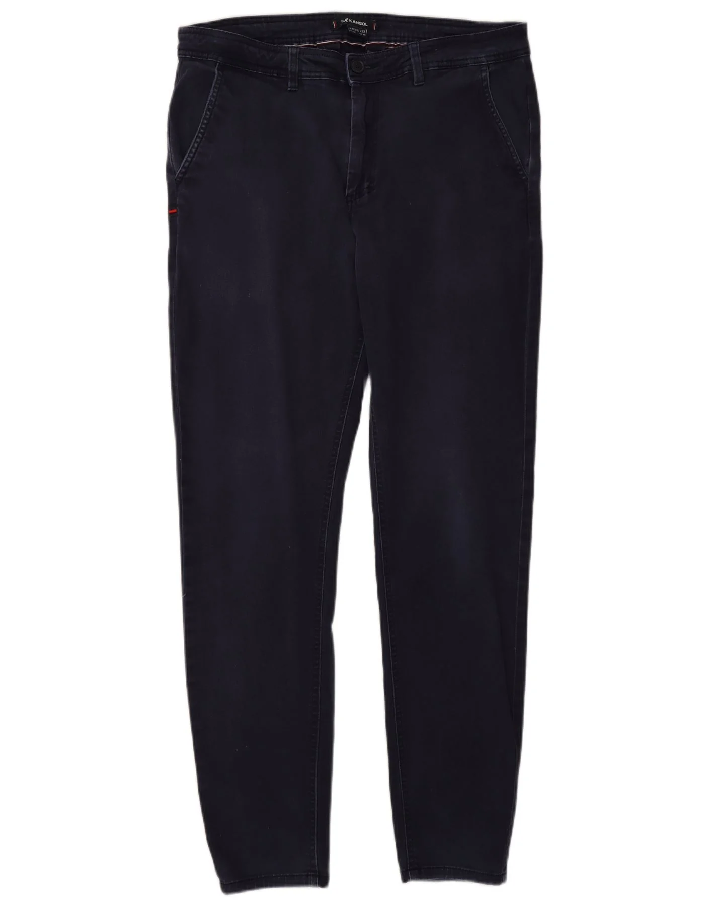 Kangol Mens Slim Chino Trousers W32 L32 Navy Blue Cotton