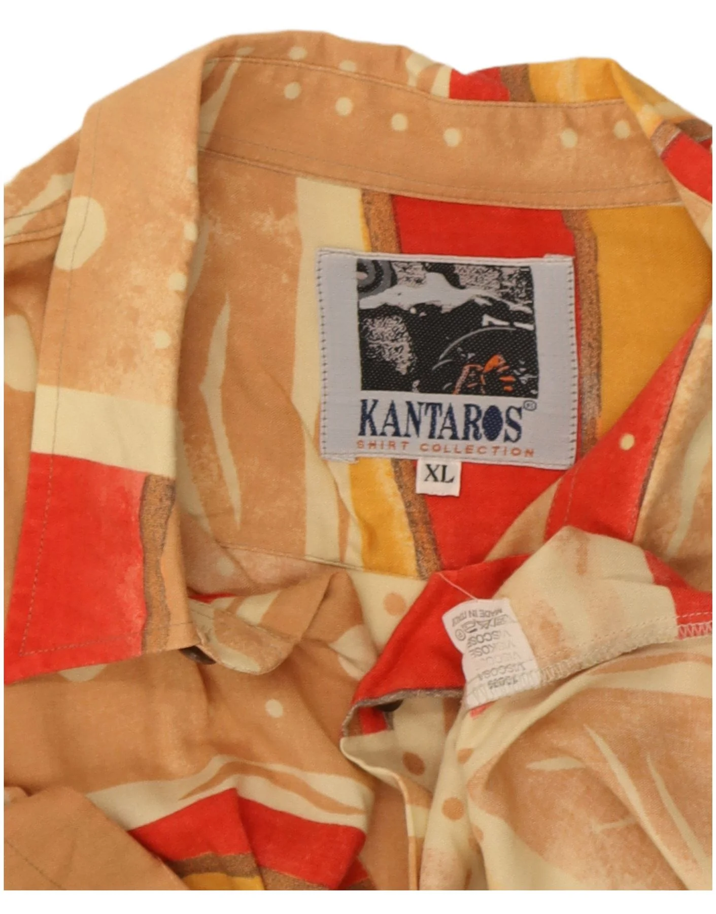 Kantaros Mens Short Sleeve Shirt XL Multicoloured Patchwork Viscose - Image 3