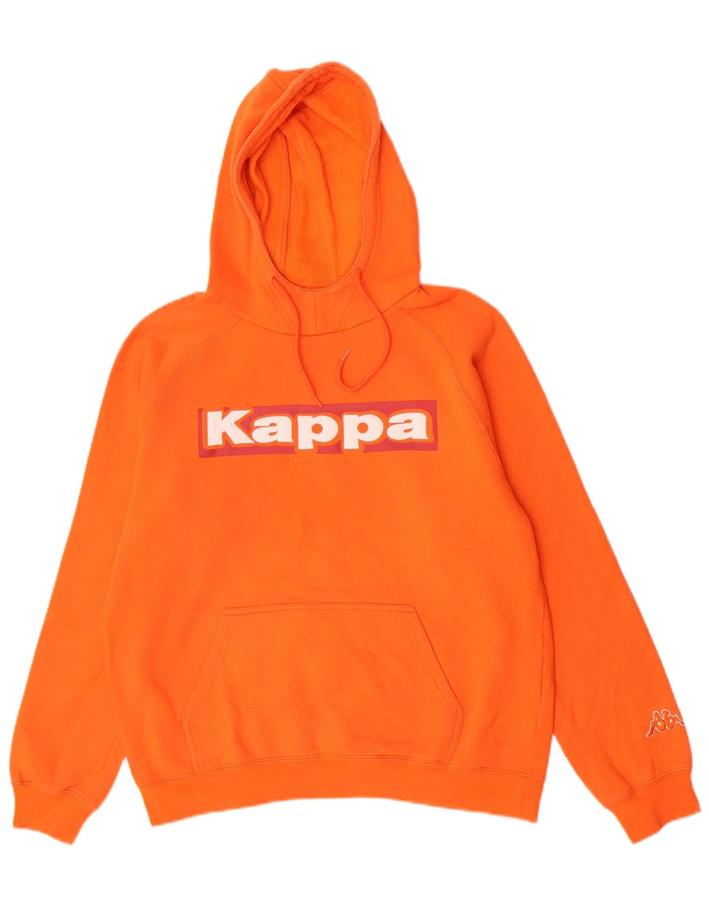 Kappa Mens Graphic Hoodie Jumper Large Orange Cotton