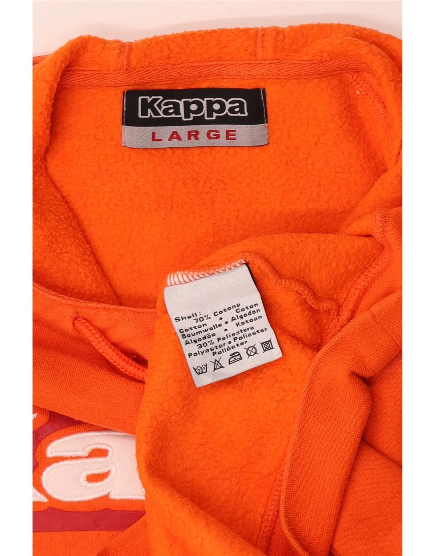 Kappa Mens Graphic Hoodie Jumper Large Orange Cotton - Image 5
