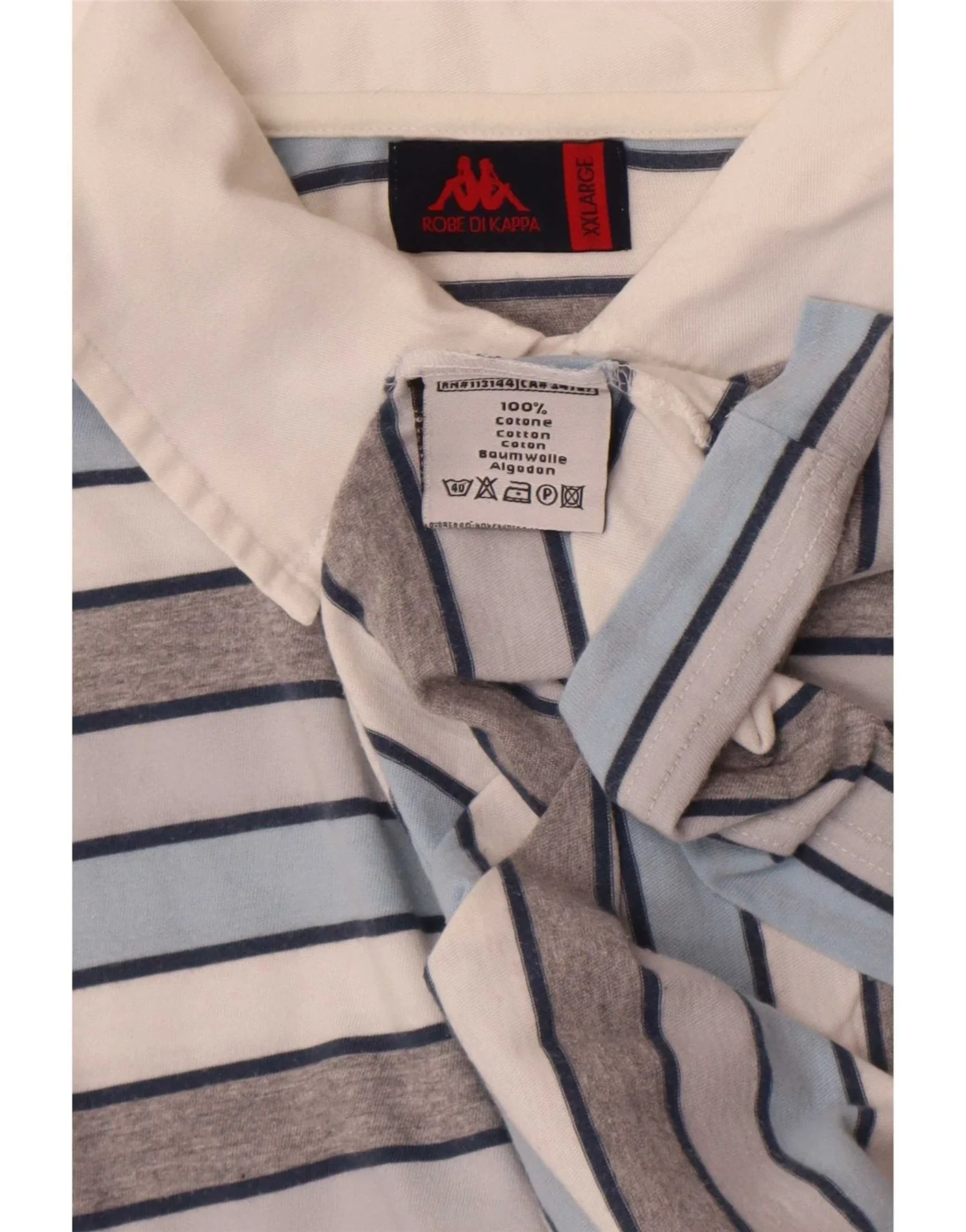 Kappa Mens Graphic Rugby Polo Shirt 2XL Multicoloured Striped Cotton - Image 4