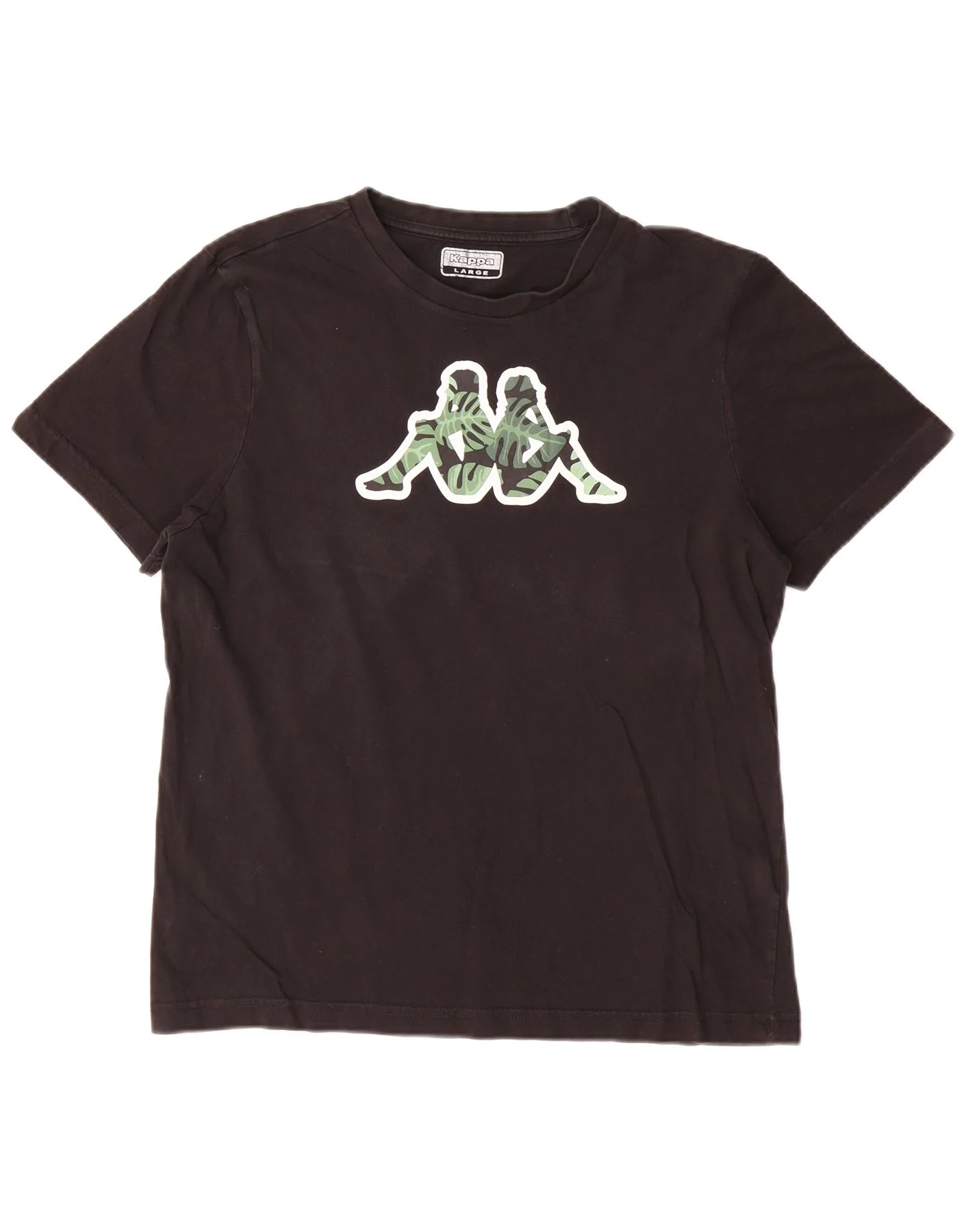 Kappa Mens Graphic T-Shirt Top Large Black Cotton