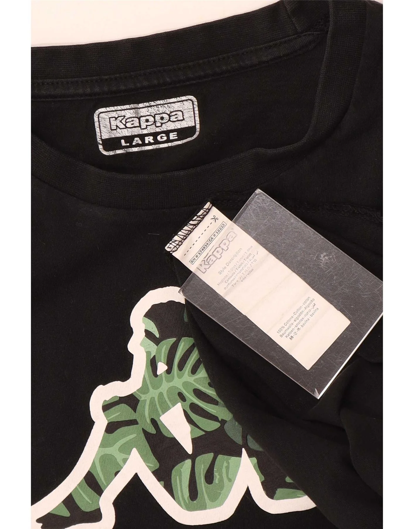 Kappa Mens Graphic T-Shirt Top Large Black Cotton - Image 3