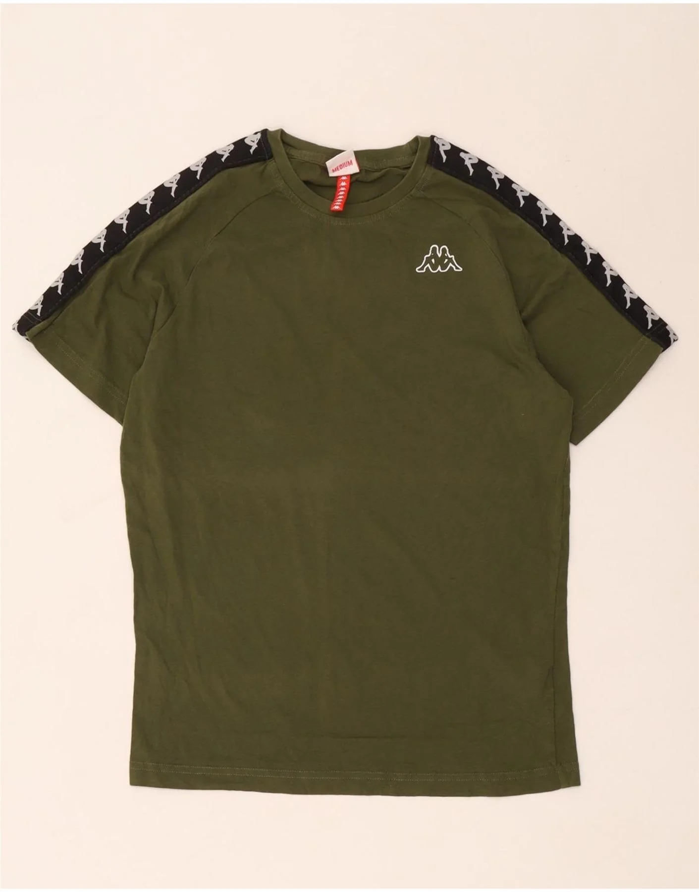 Kappa Mens Graphic T-Shirt Top Medium Green Colourblock Cotton