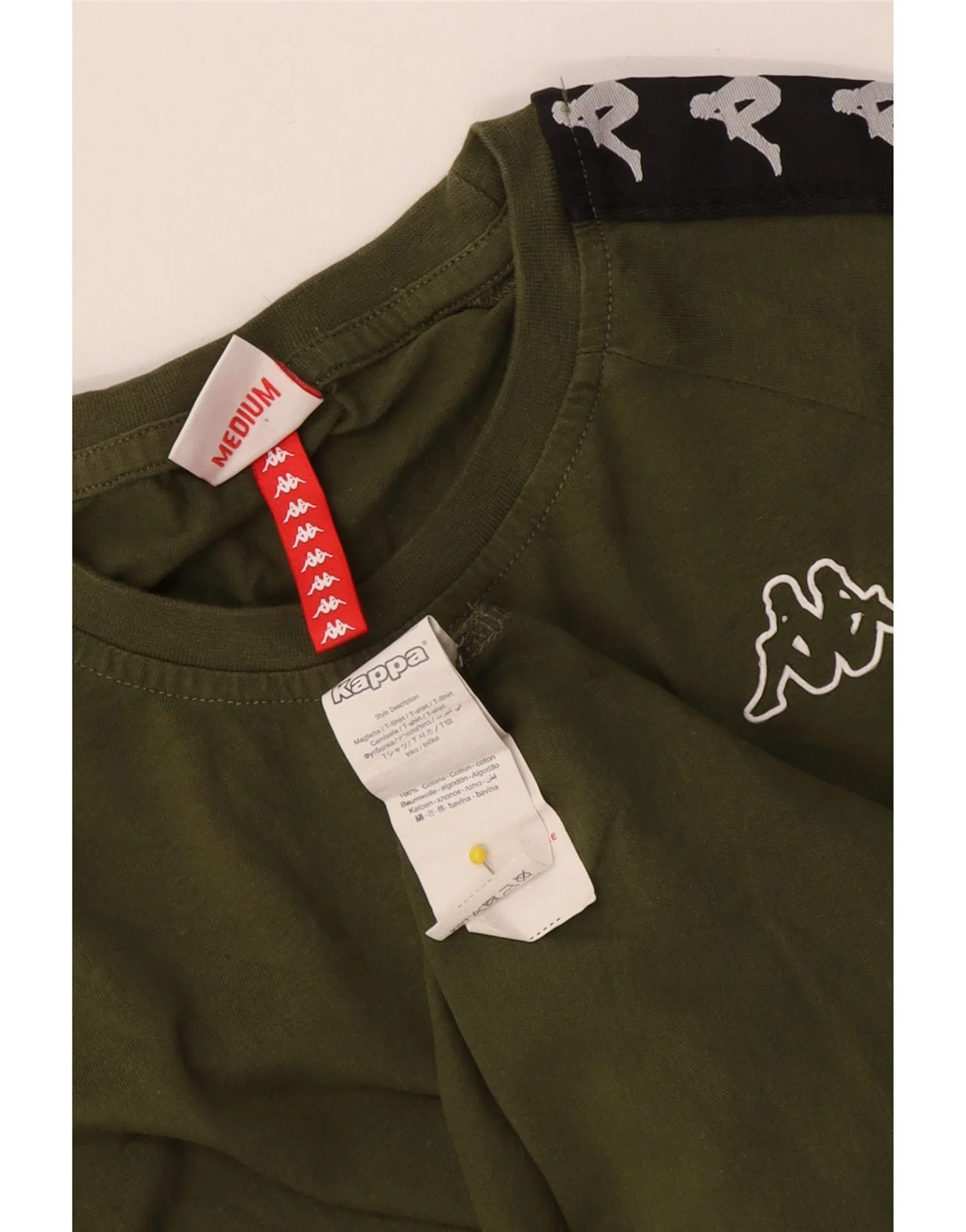 Kappa Mens Graphic T-Shirt Top Medium Green Colourblock Cotton - Image 3