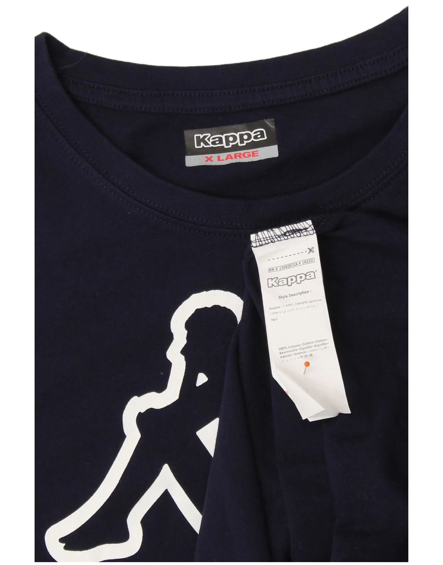 KAPPA Mens Graphic T-Shirt Top XL Navy Blue Cotton - Image 3