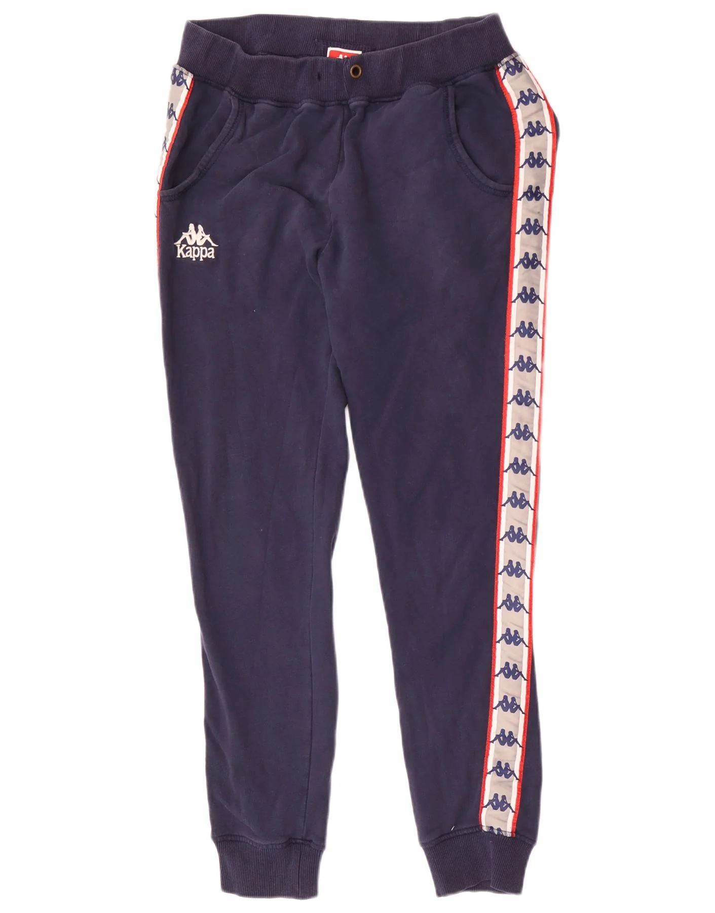 Kappa Mens Graphic Tracksuit Trousers Joggers Small Navy Blue Colourblock