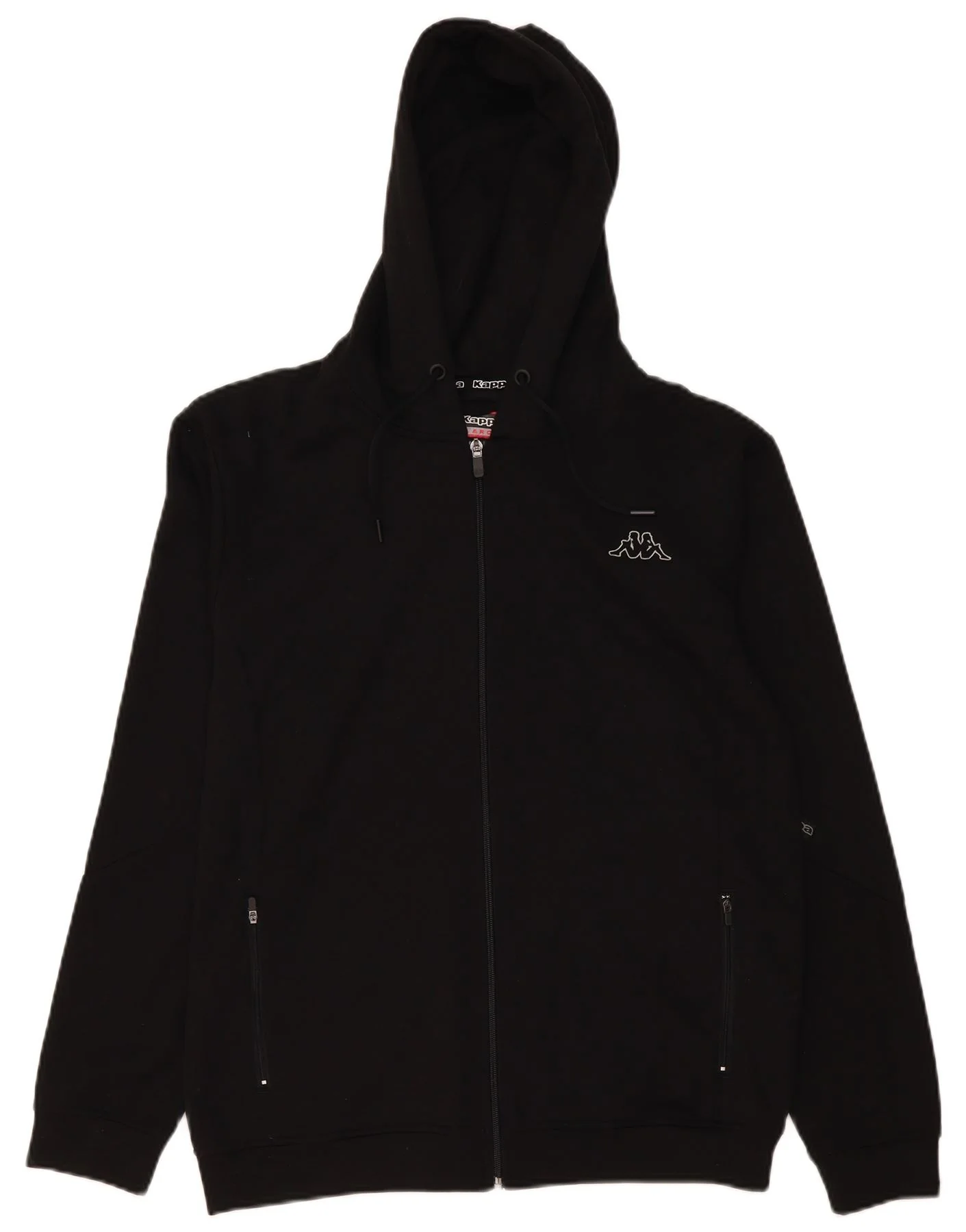 Kappa Mens Graphic Zip Hoodie Sweater Large Black Polyester