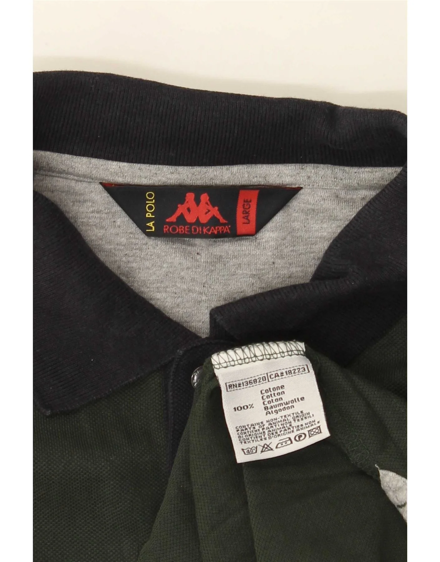 Kappa Mens Long Sleeve Polo Shirt Large Green Cotton - Image 4