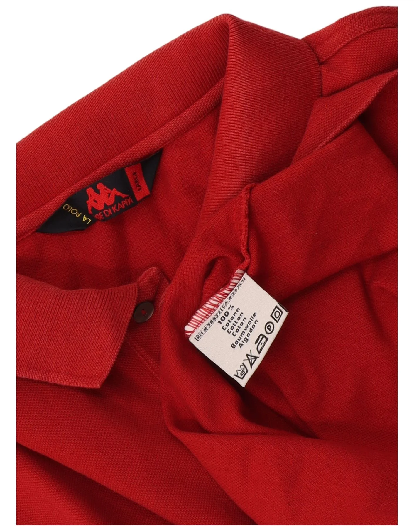 Kappa Mens Long Sleeve Polo Shirt Large Red Cotton - Image 3