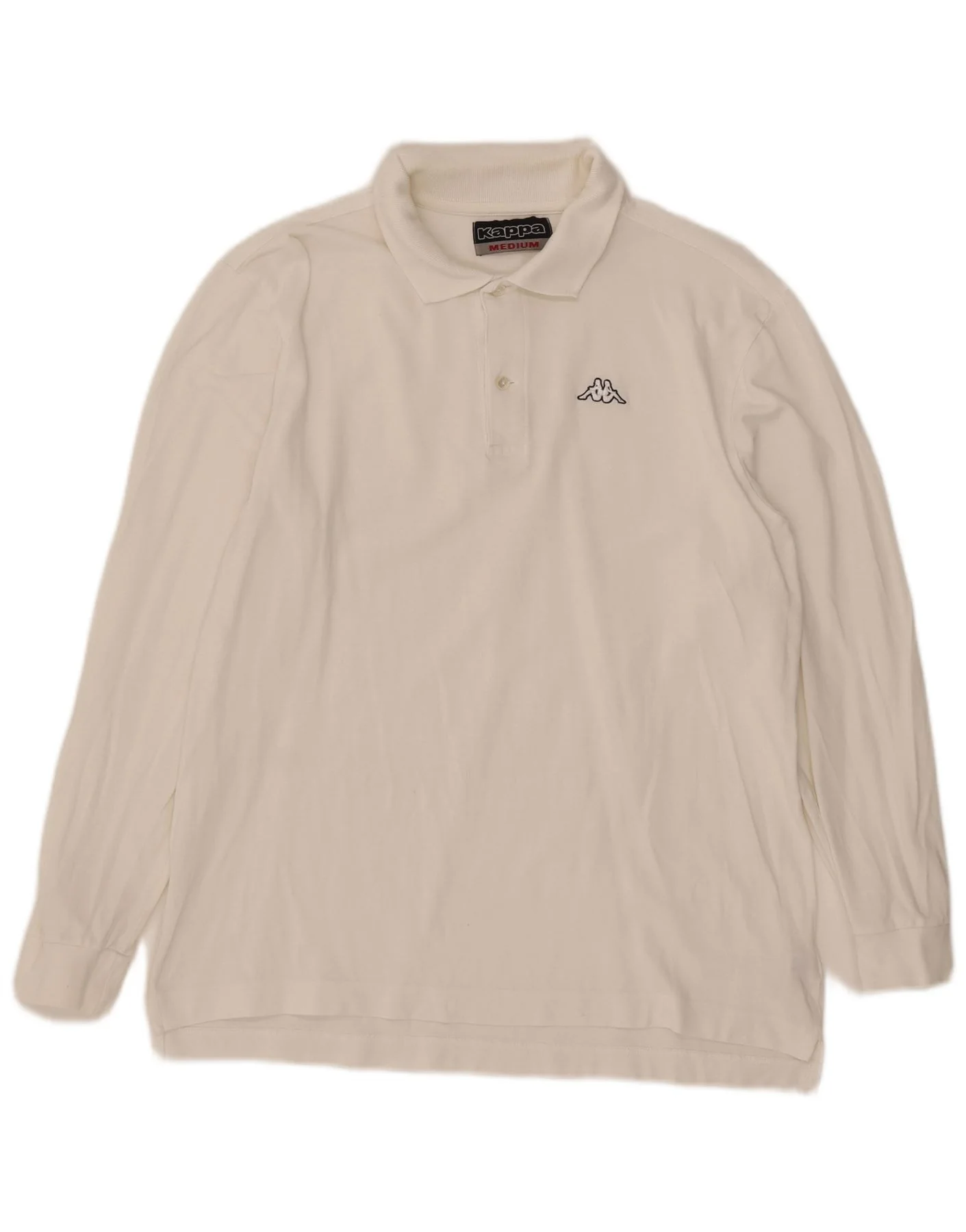 Kappa Mens Long Sleeve Polo Shirt Medium White Cotton