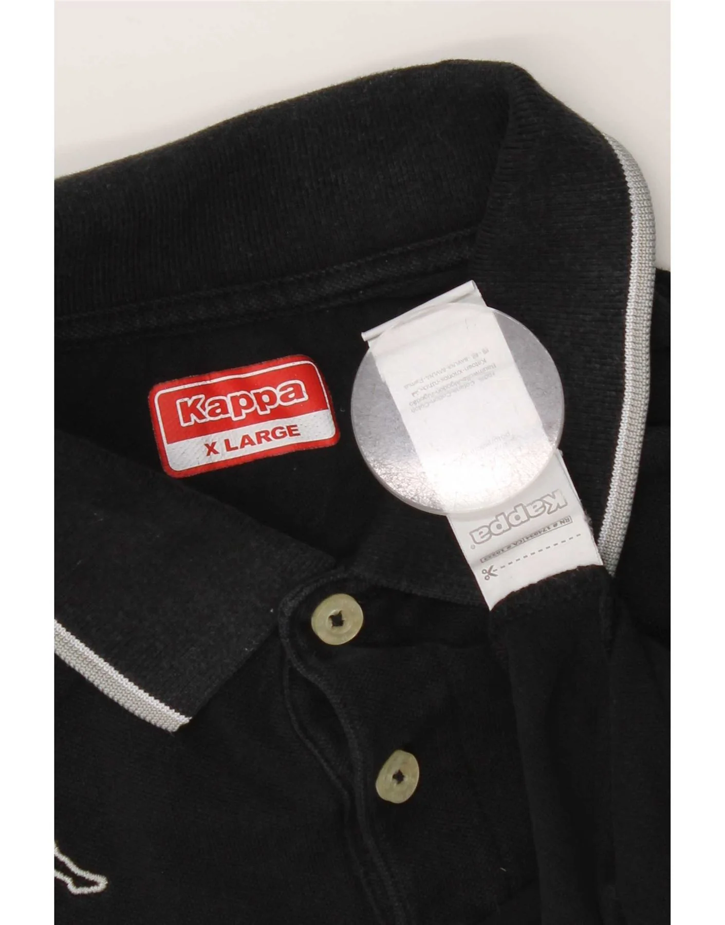 Kappa Mens Long Sleeve Polo Shirt XL Black Cotton - Image 3