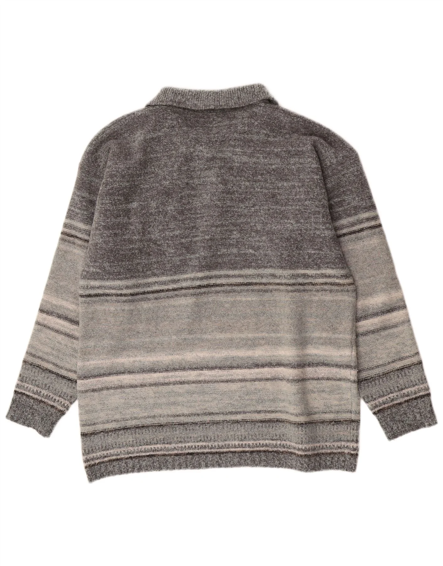 Kappa Mens Polo Neck Jumper Sweater XL Grey Striped Wool - Image 2