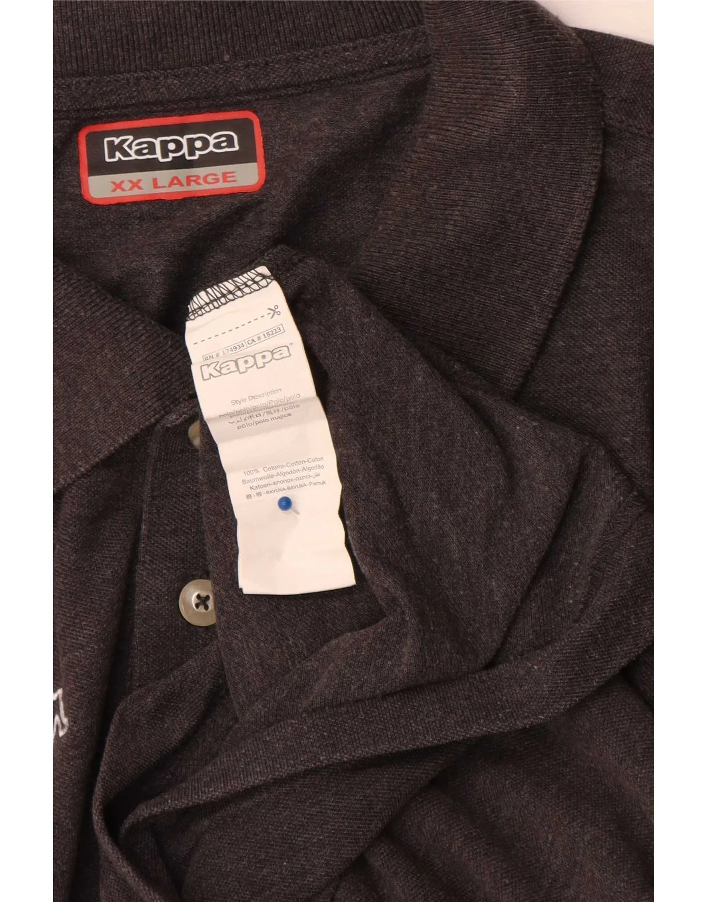 Kappa Mens Polo Shirt 2XL Grey Cotton - Image 3