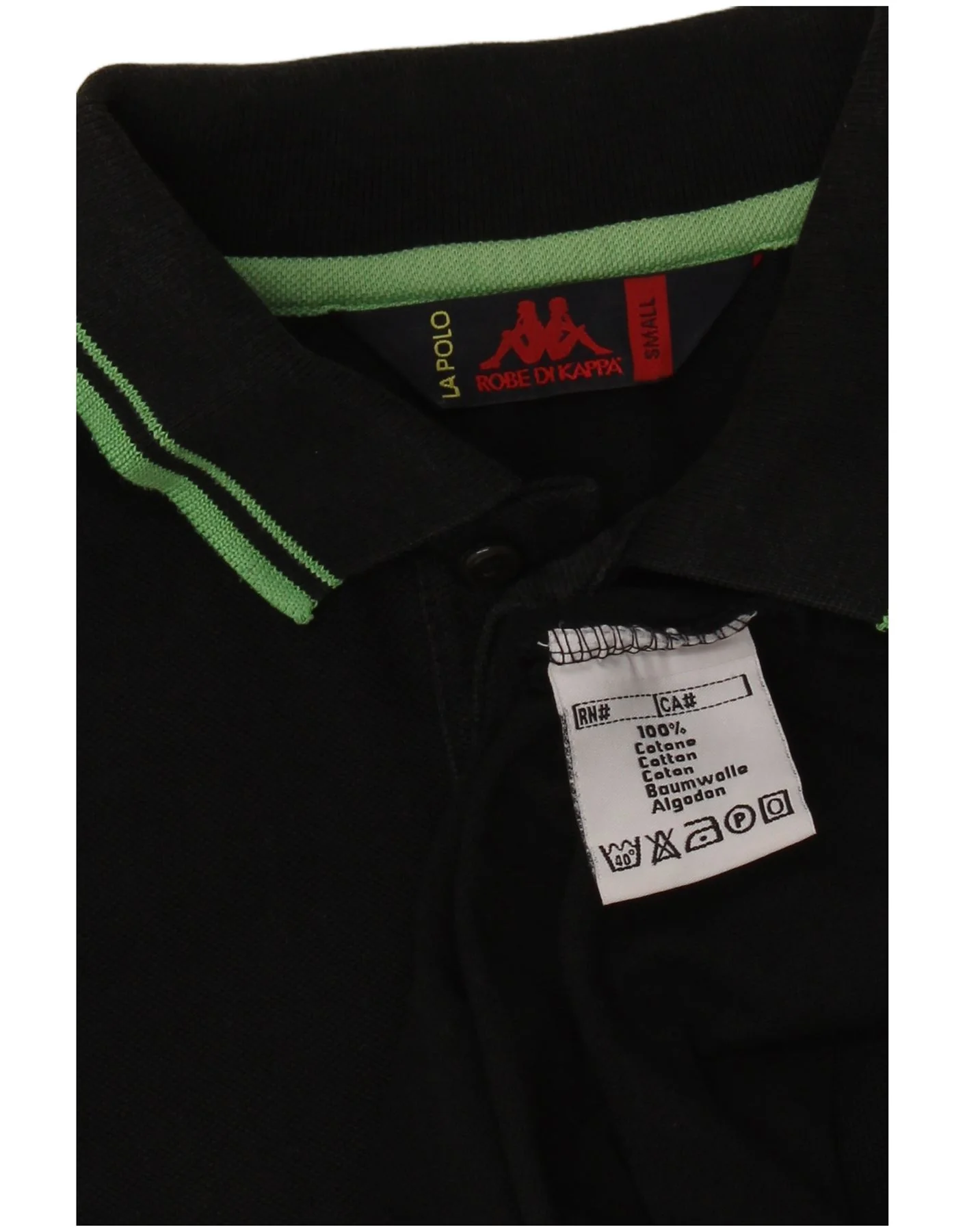 Kappa Mens Polo Shirt Small Black Striped Cotton - Image 3