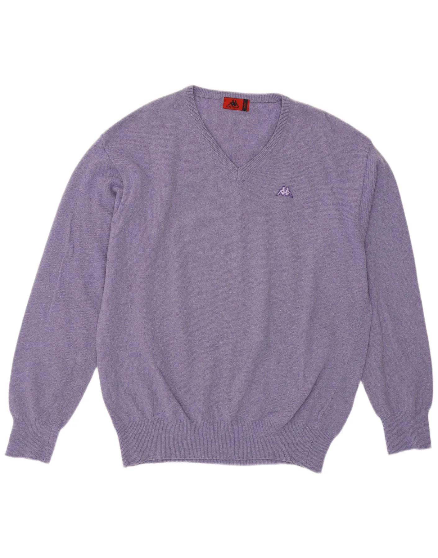 Kappa Mens V-Neck Jumper Sweater Large Purple Lambswool