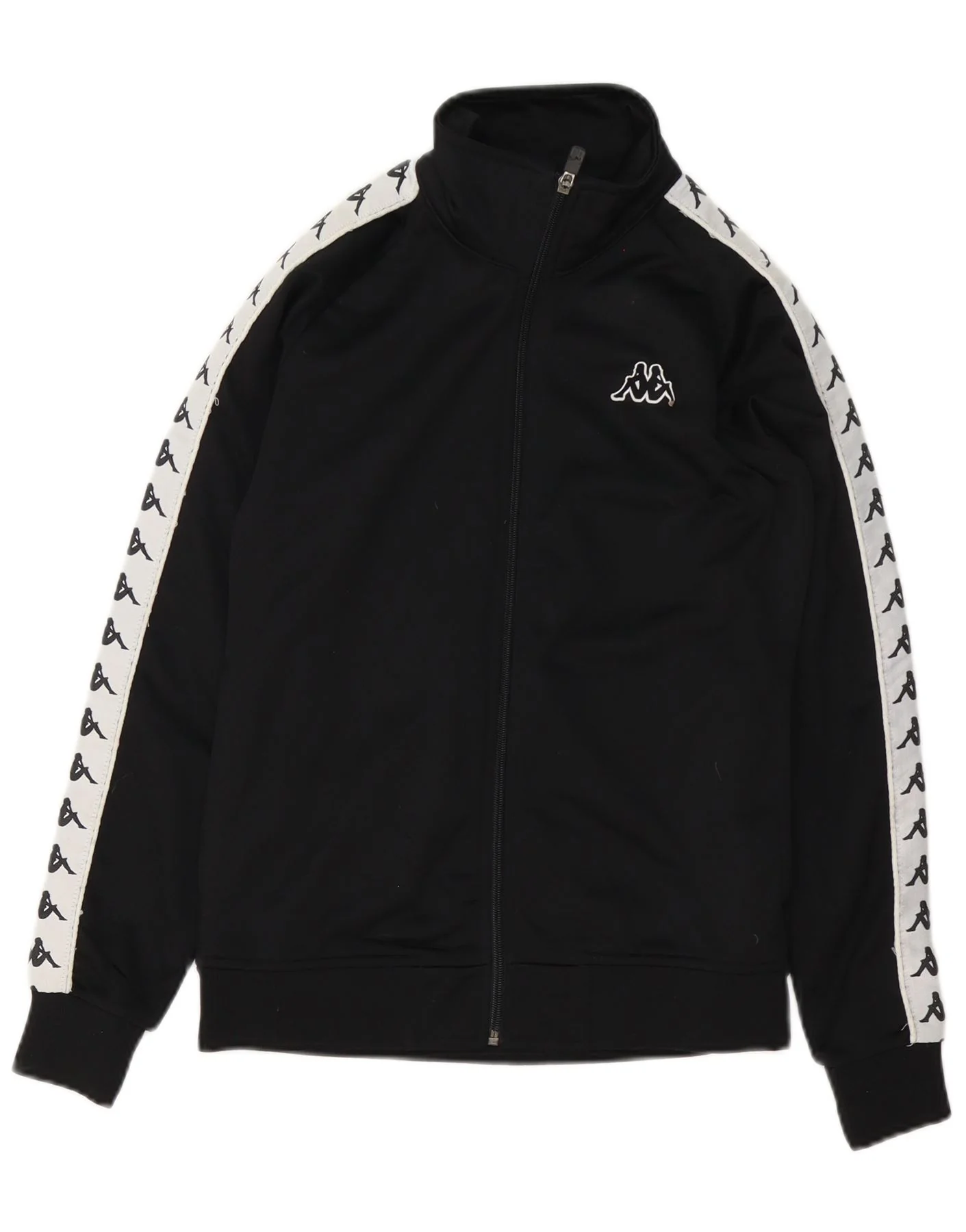 Kappa Womens Graphic Tracksuit Top Jacket UK 12 Medium Black Colourblock
