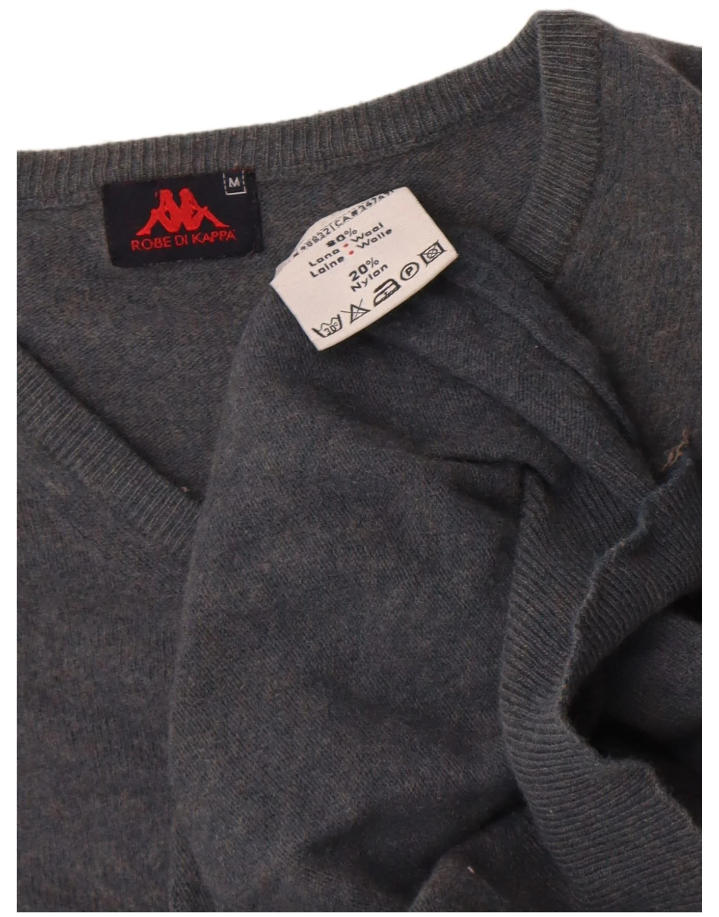 Kappa Womens V-Neck Jumper Sweater UK 14 Medium Navy Blue Wool - Image 3