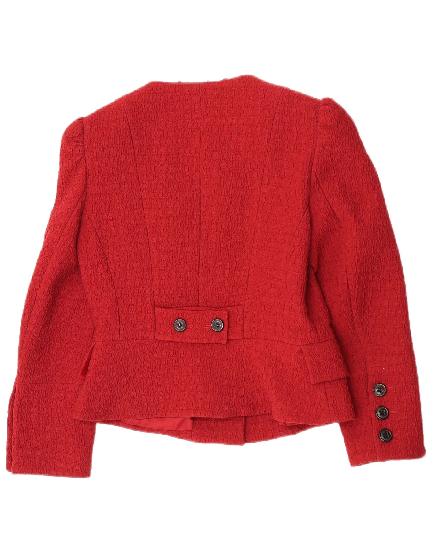 Karen Millen Womens Crop Blazer Jacket UK 12 Medium Burgundy Polyamide - Image 2