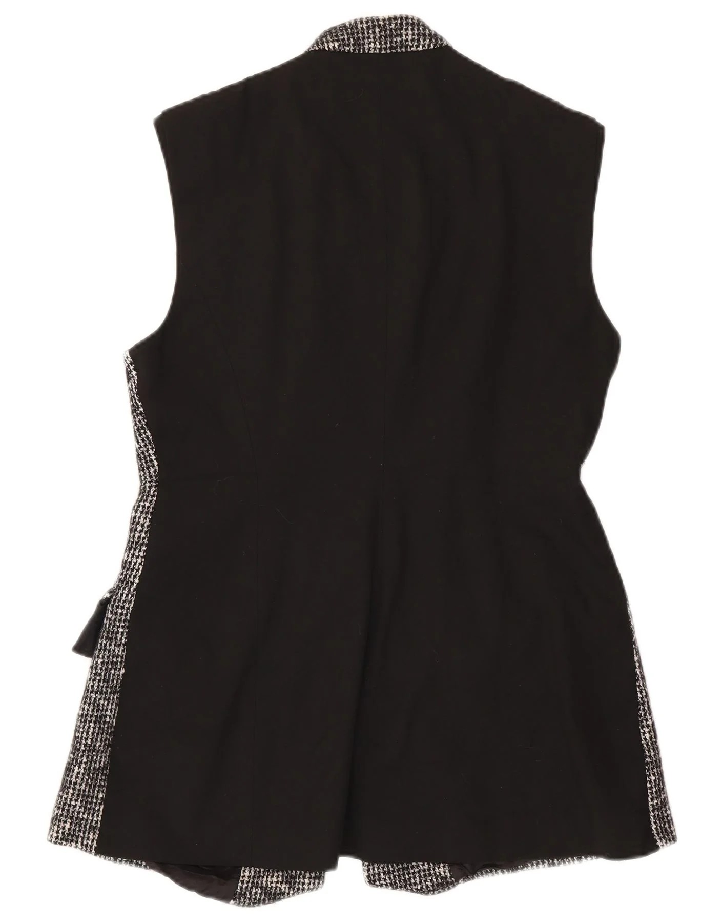 Karen Millen Womens Longline Waistcoat UK 16 Large Black Houndstooth Wool - Image 2