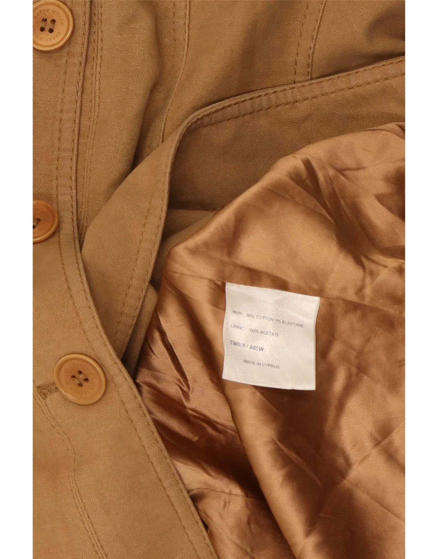 Karen Millen Womens Military Overcoat UK 12 Medium Brown Cotton - Image 5
