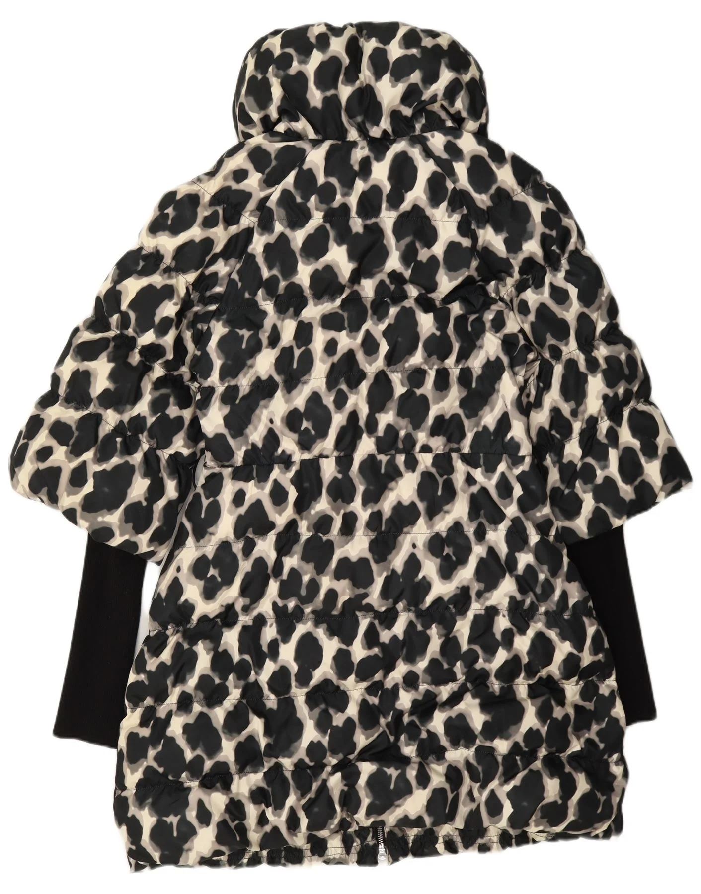 Karen Millen Womens Padded Coat UK 12 Medium Black Animal Print Polyester - Image 2