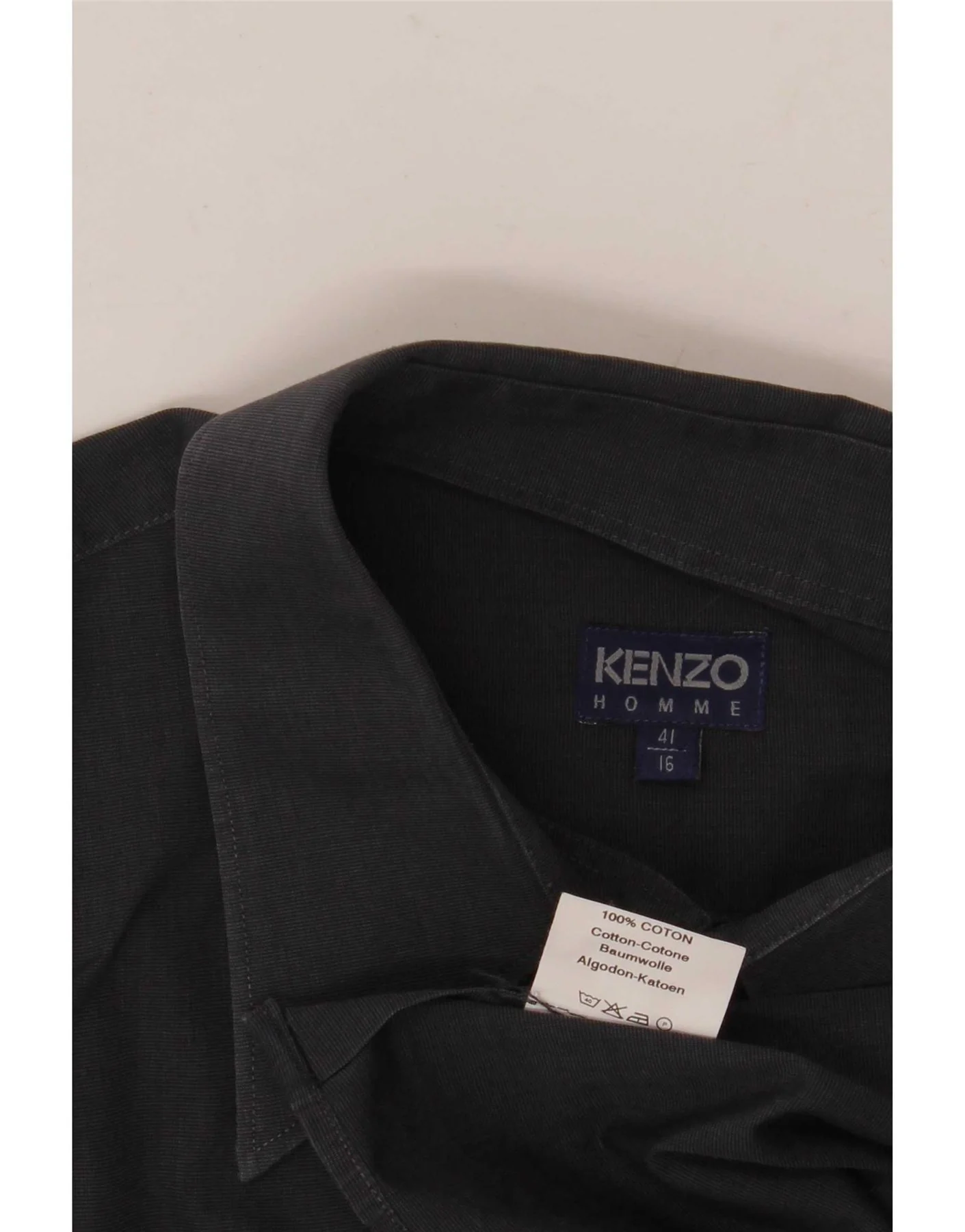 Kenzo Mens Shirt Size 41 16 Large Grey Cotton - Image 3