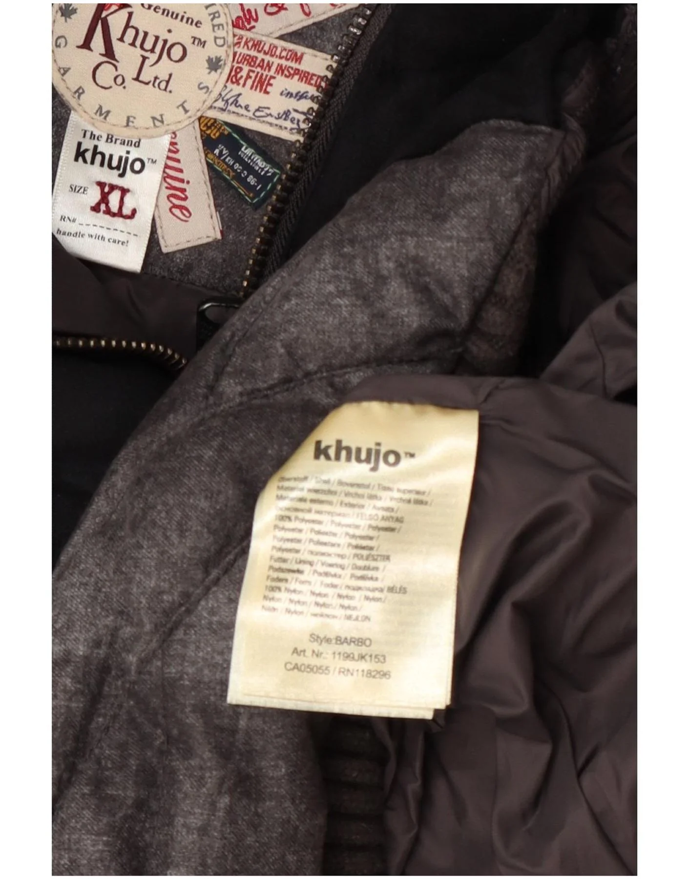 KHUJO Womens Hooded Padded Jacket UK 18 XL Grey Colourblock Polyester - Image 3