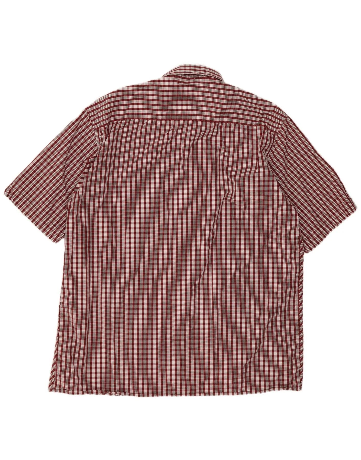 Kickers Mens Short Sleeve Shirt XL Burgundy Check Cotton - Image 2