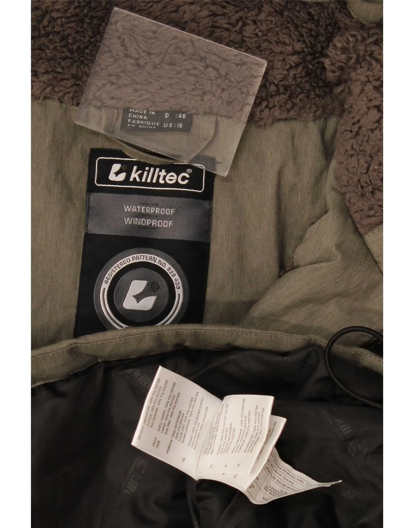Killtec Womens Hooded Windbreaker Jacket US 16 2XL Khaki Polyester - Image 3