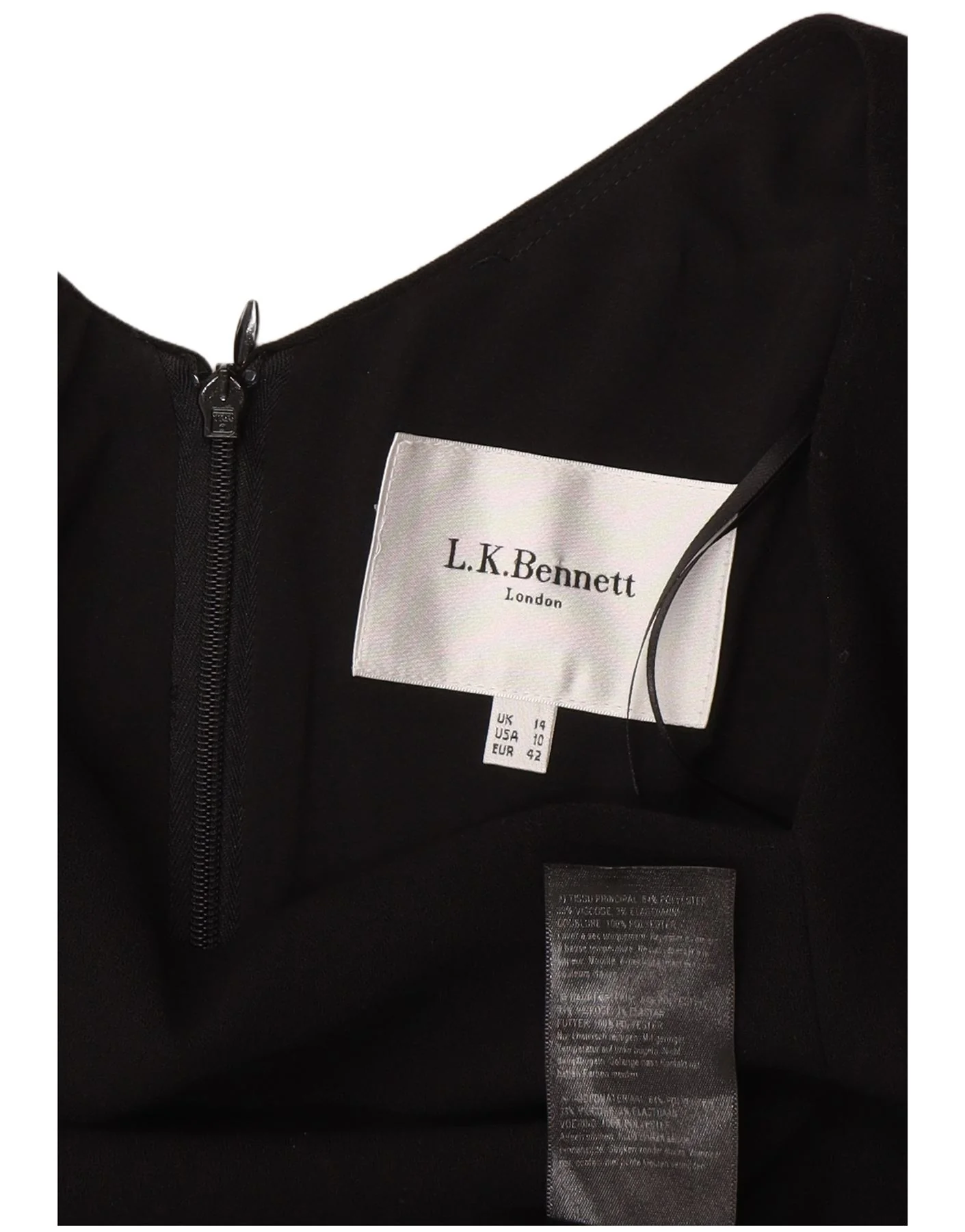 L.K. Bennett Womens Long Sleeve Sheath Dress UK 14 Large Black Polyester - Image 3