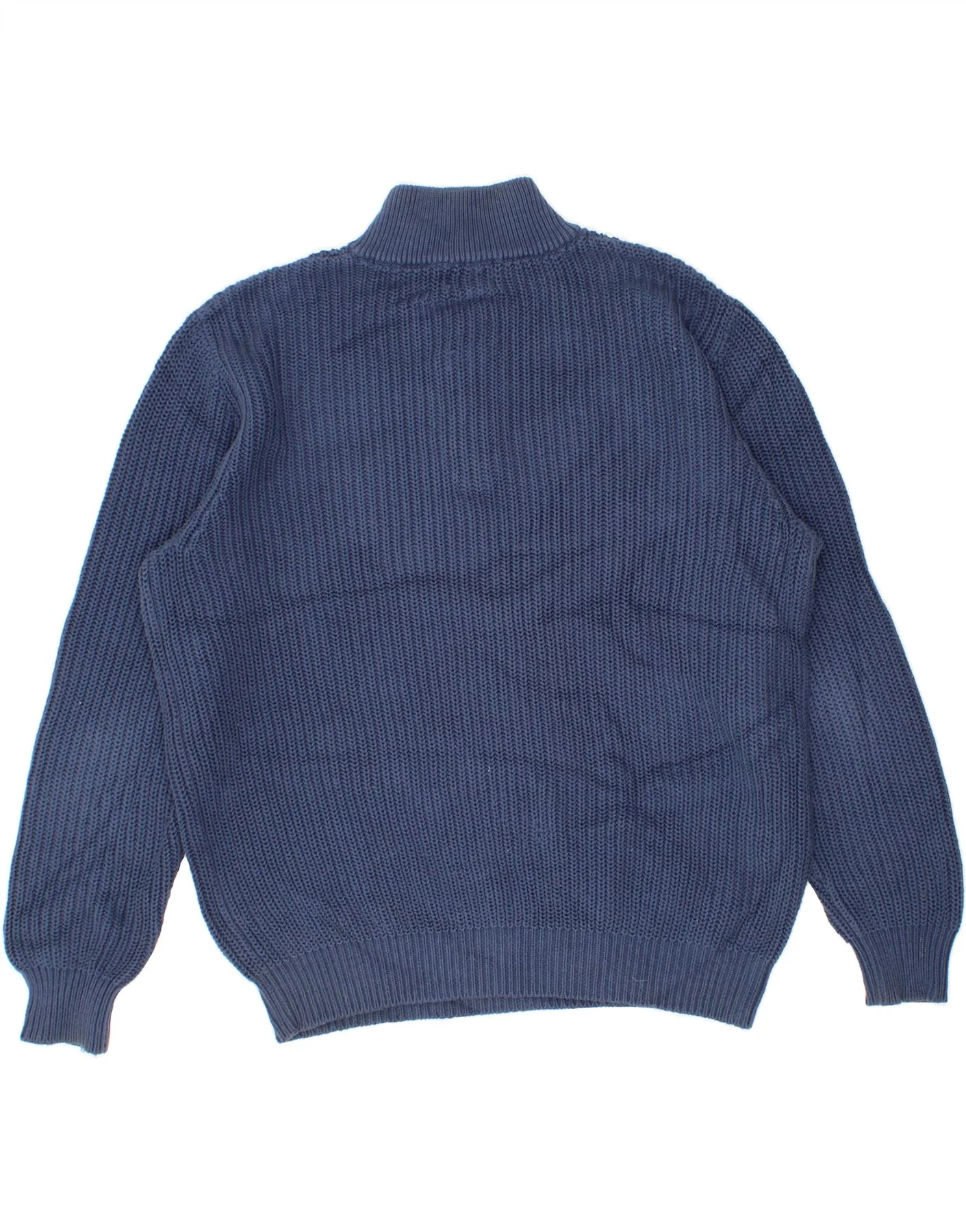 L.L.BEAN Mens Button Neck Jumper Sweater Medium Blue Cotton - Image 2