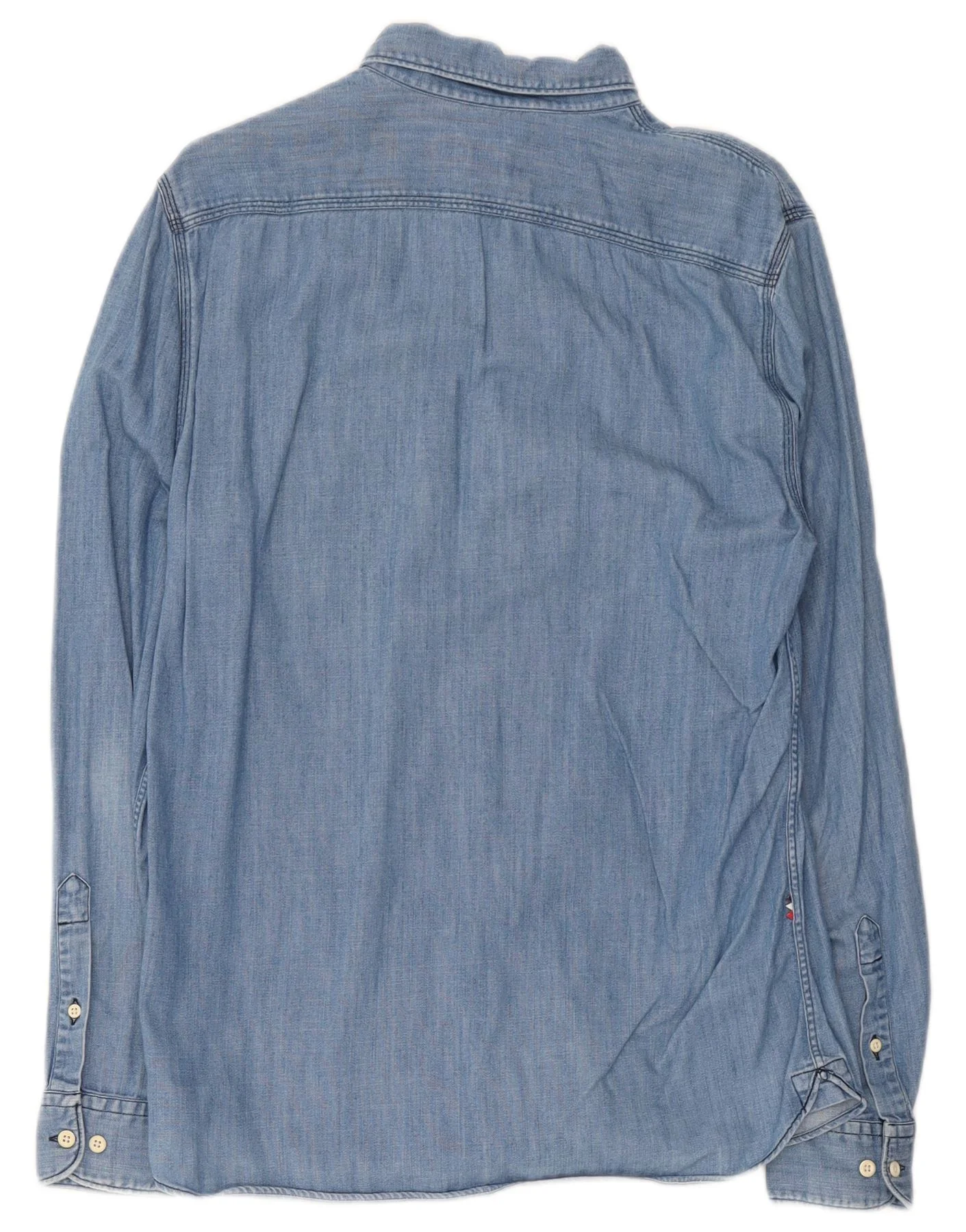 Lacoste Mens Denim Shirt Size 40 Medium Blue Colourblock Cotton - Image 2