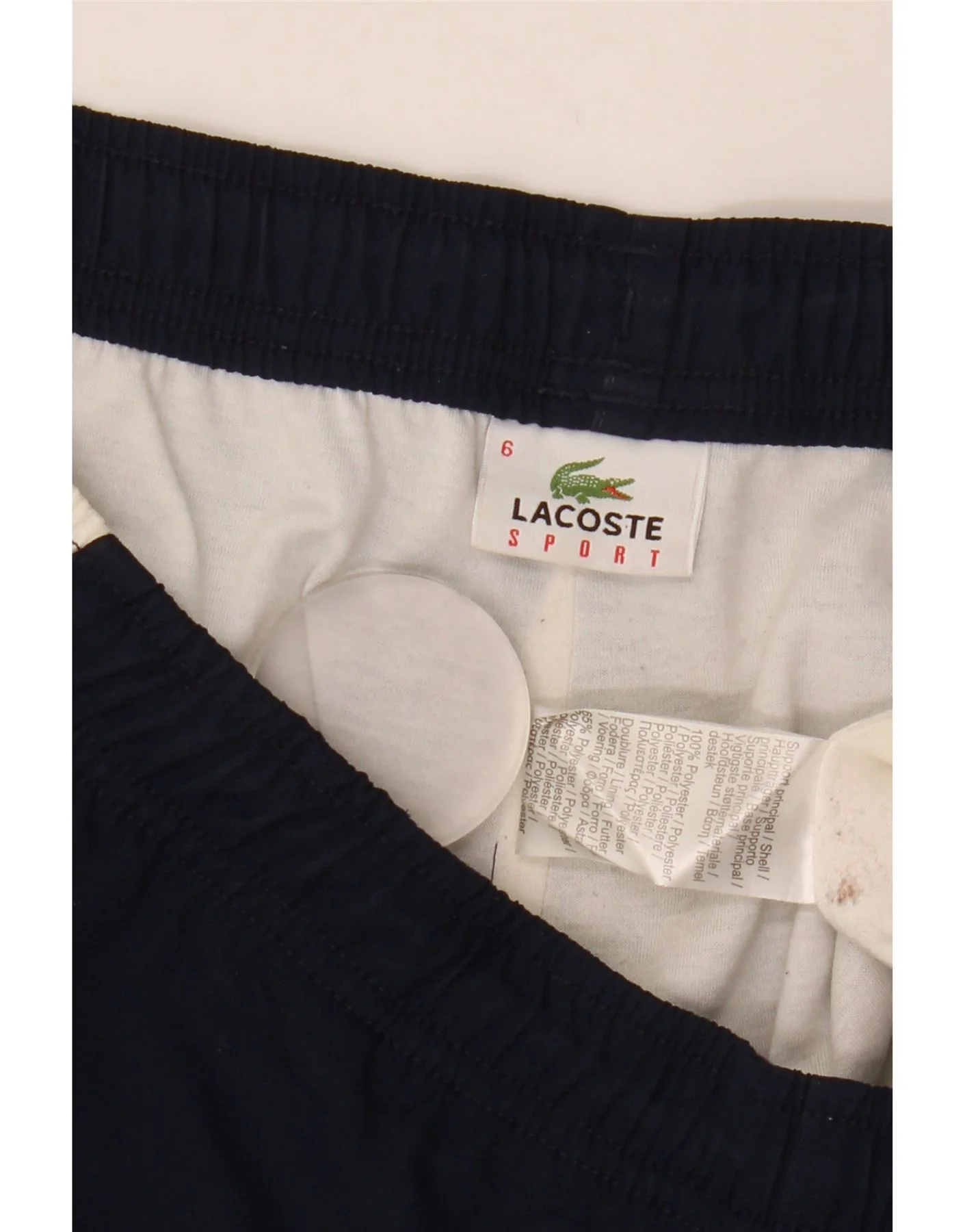 Lacoste Mens Graphic Sport Shorts Size 6 XL Navy Blue Colourblock Polyester - Image 3