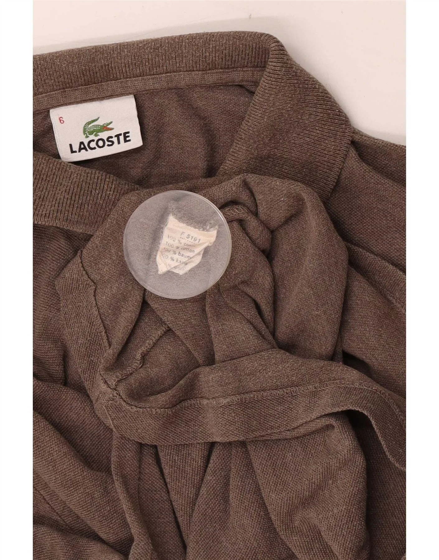 Lacoste Mens Long Sleeve Polo Shirt Size 6 XL Brown Cotton - Image 3