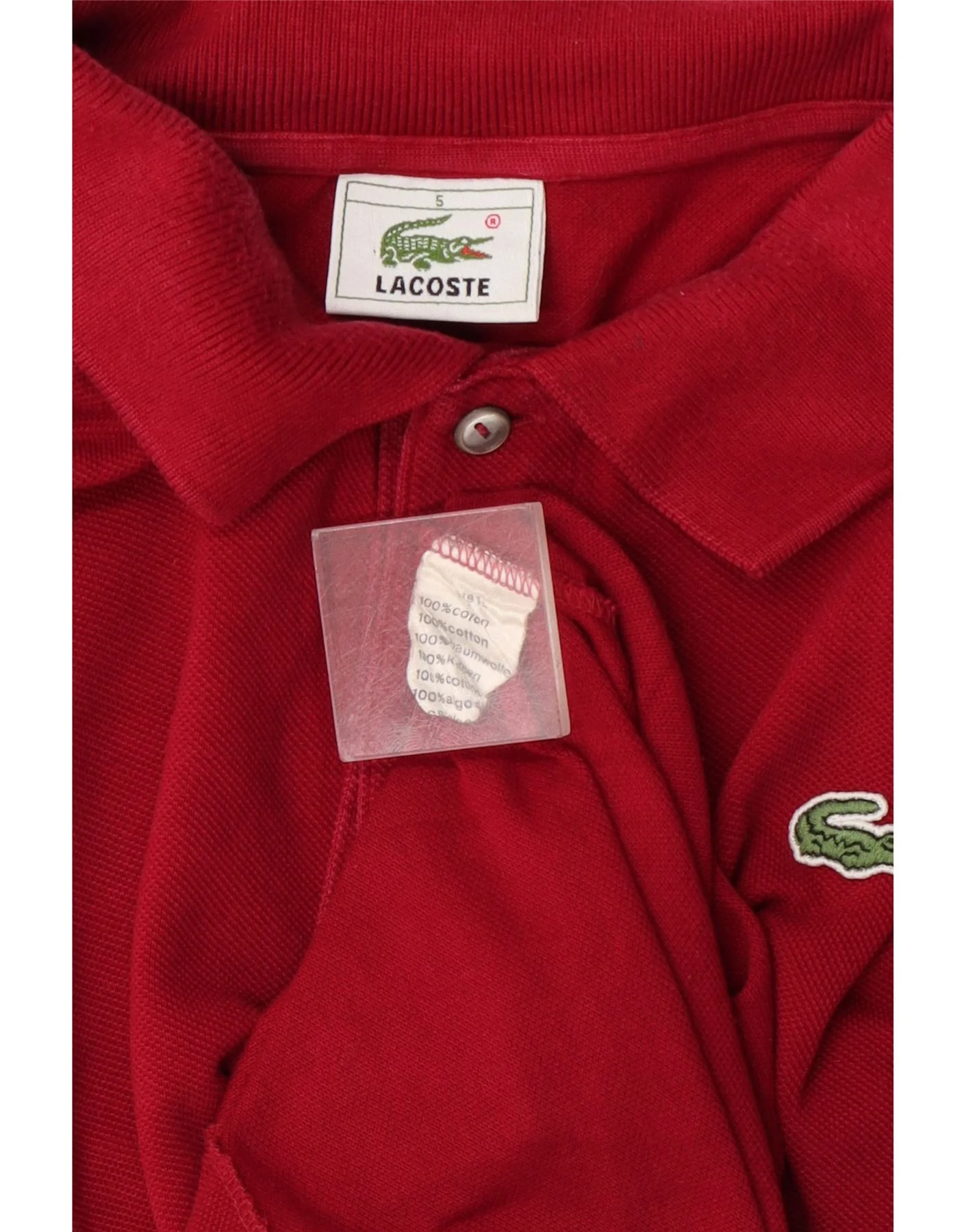 Lacoste Mens Polo Shirt Size 5 Large Burgundy Cotton - Image 5