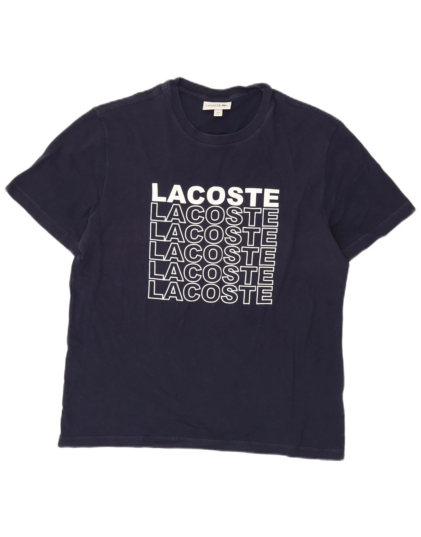 Lacoste Mens Regular Fit Graphic T-Shirt Top Size 5 Large Navy Blue Cotton