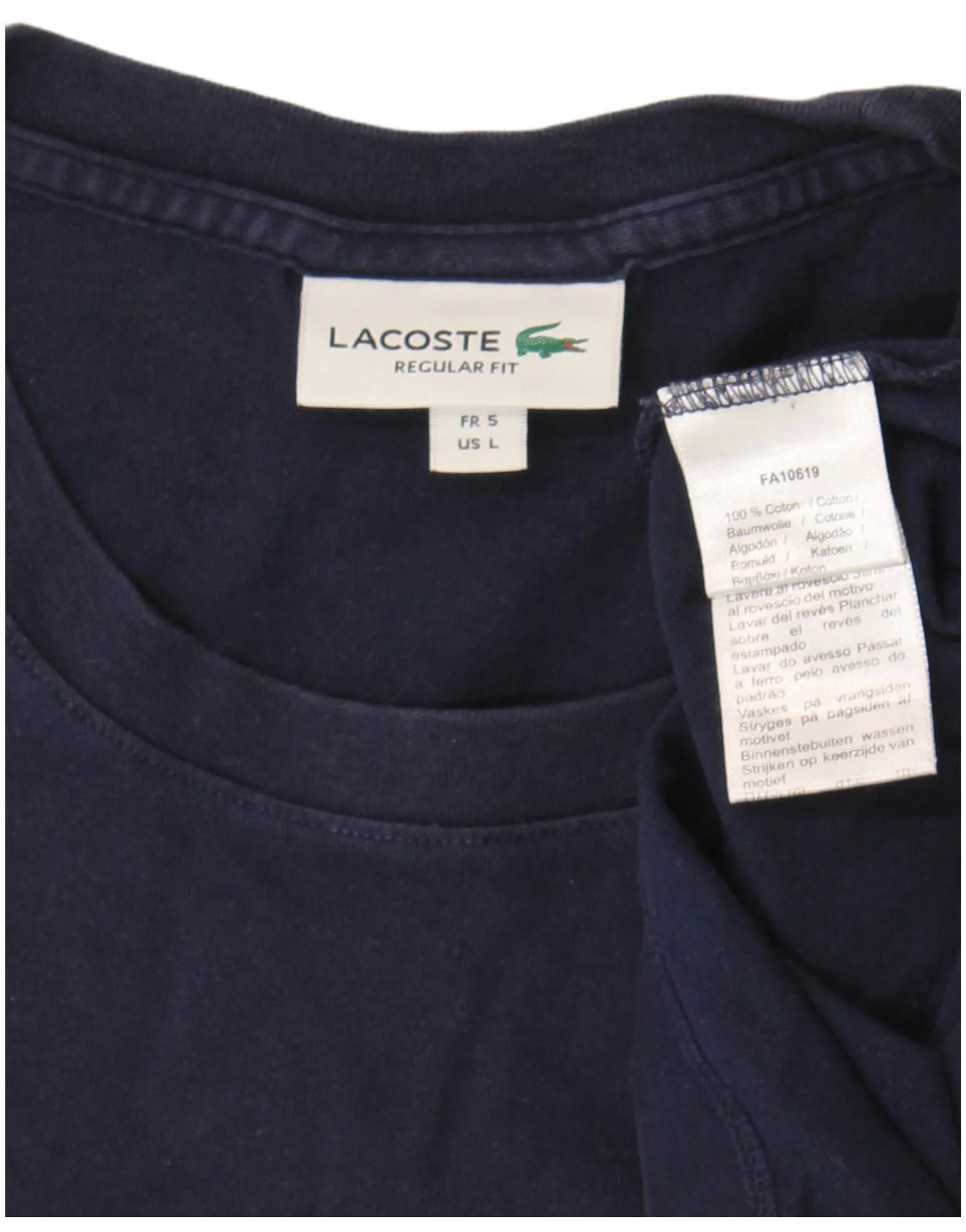 Lacoste Mens Regular Fit Graphic T-Shirt Top Size 5 Large Navy Blue Cotton - Image 3