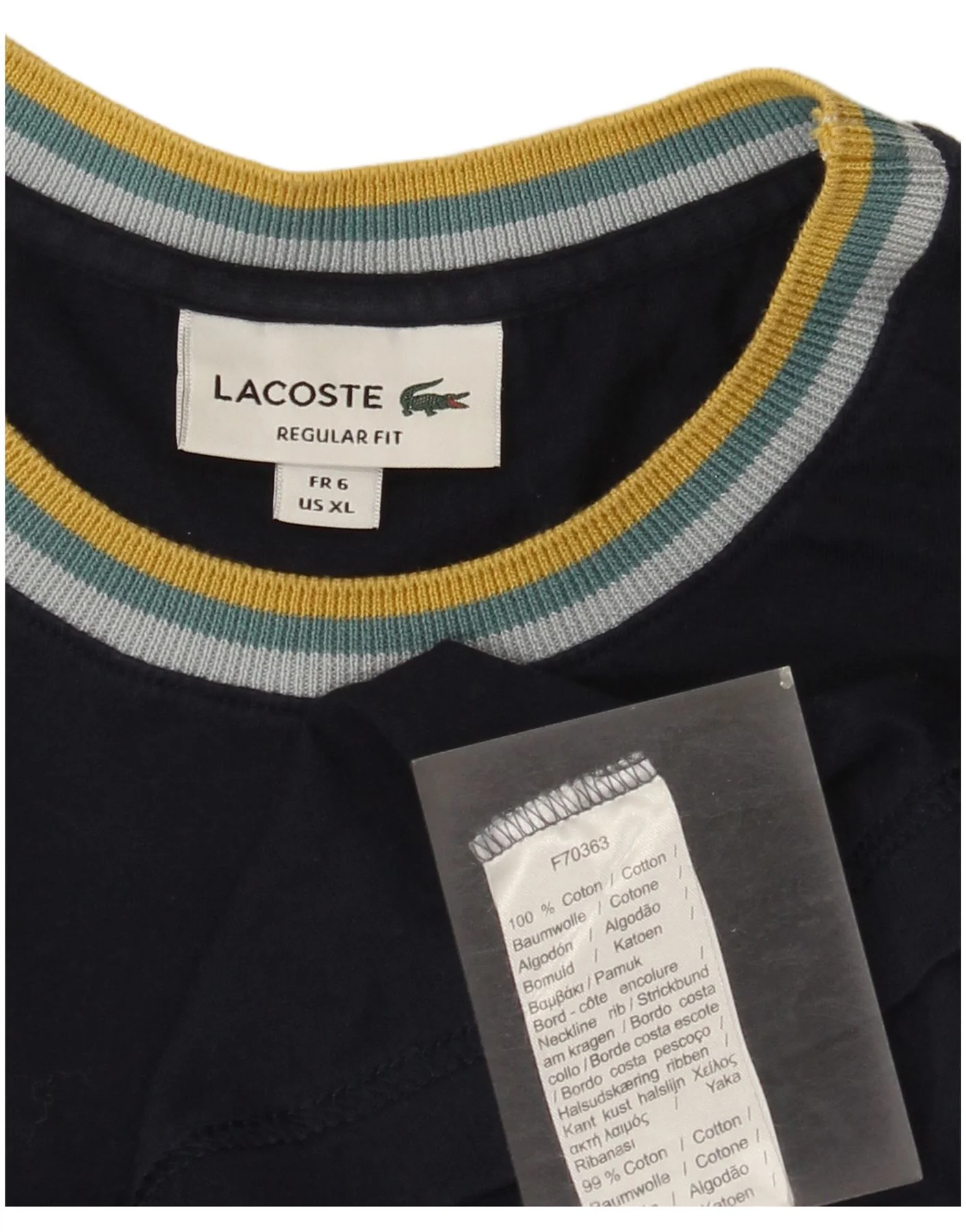 Lacoste Mens Regular Fit T-Shirt Top Size 6 XL Navy Blue Cotton - Image 3
