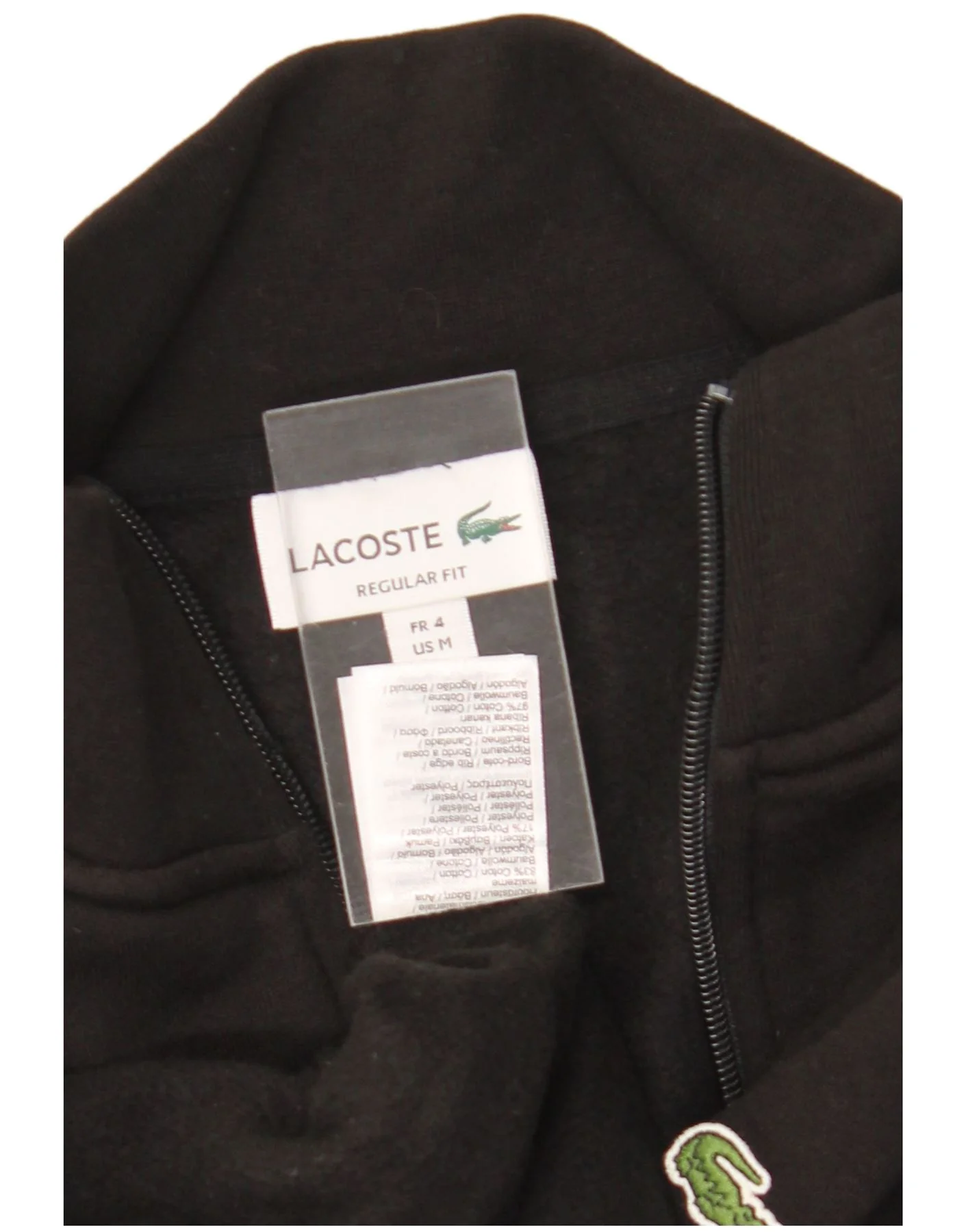 Lacoste Mens Regular Fit Tracksuit Top Jacket Size 4 Medium Black Cotton - Image 3